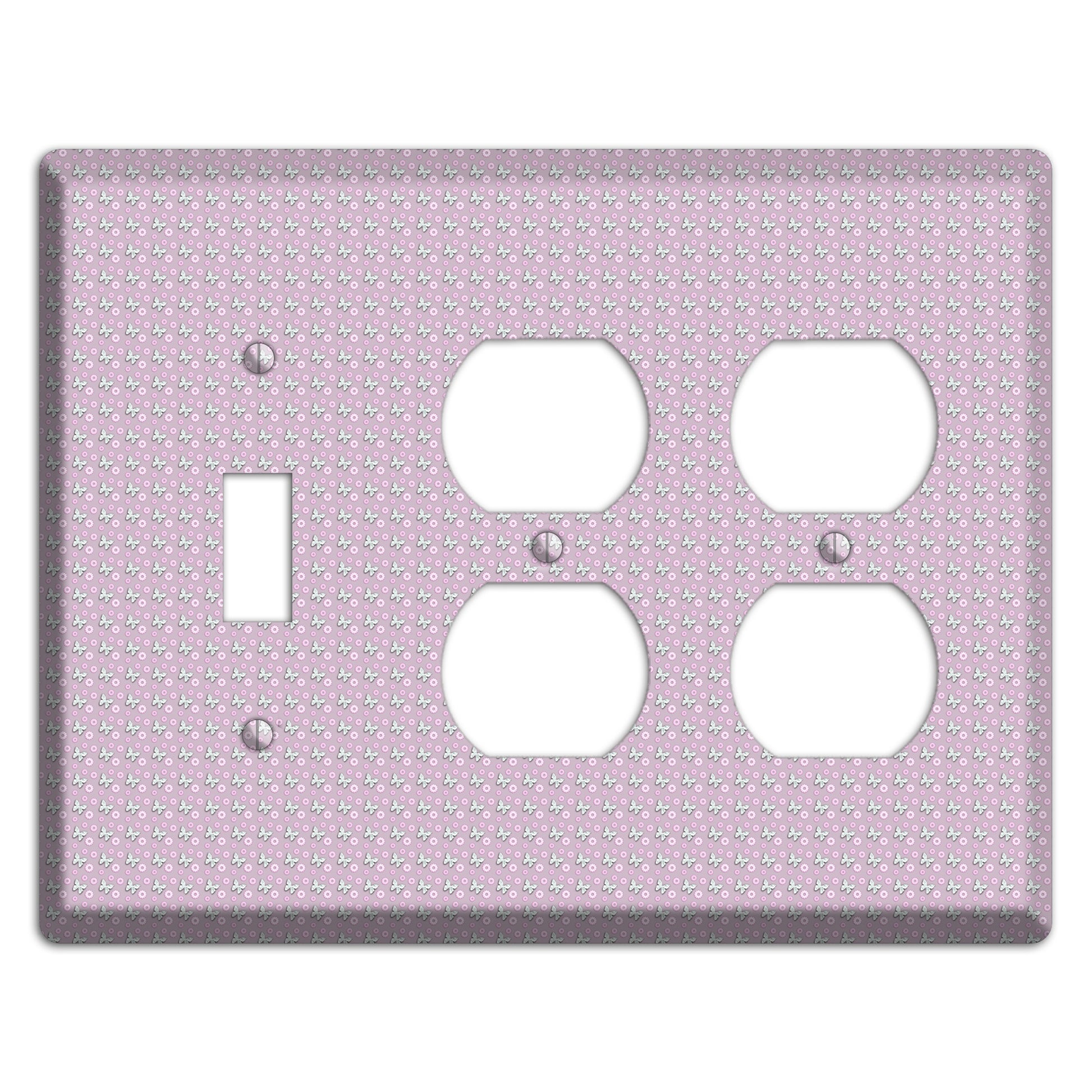 Pink with Butterflies Toggle / 2 Duplex Wallplate