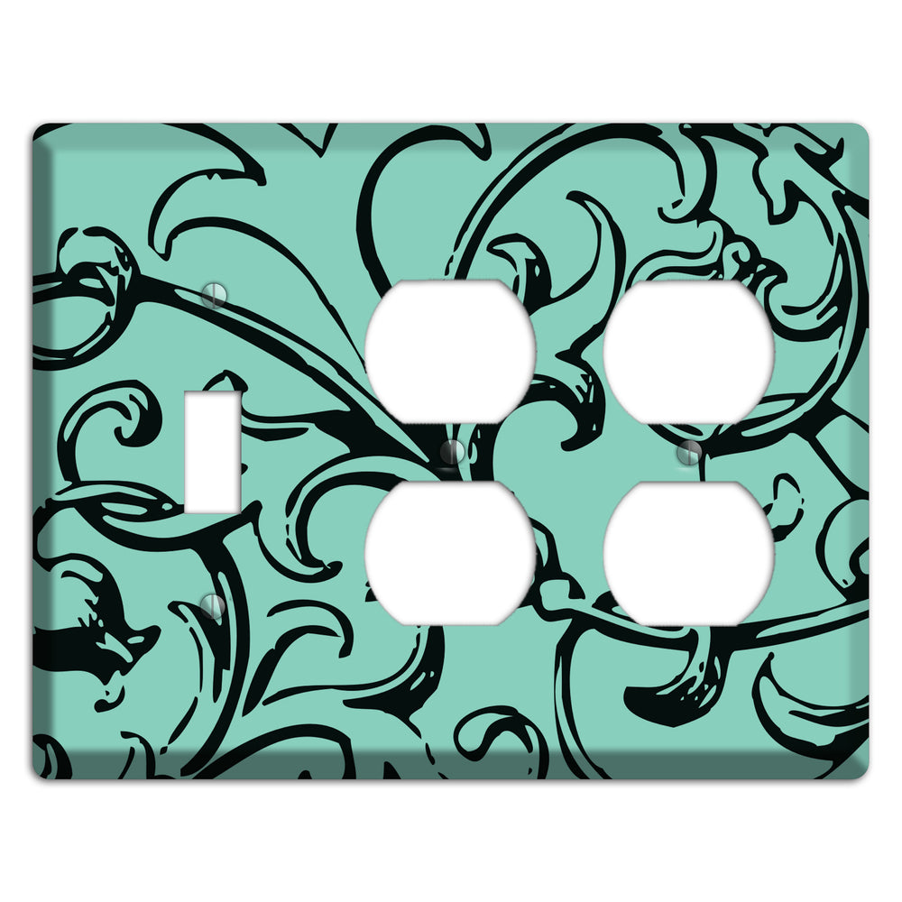 Victorian Aqua Toggle / 2 Duplex Wallplate