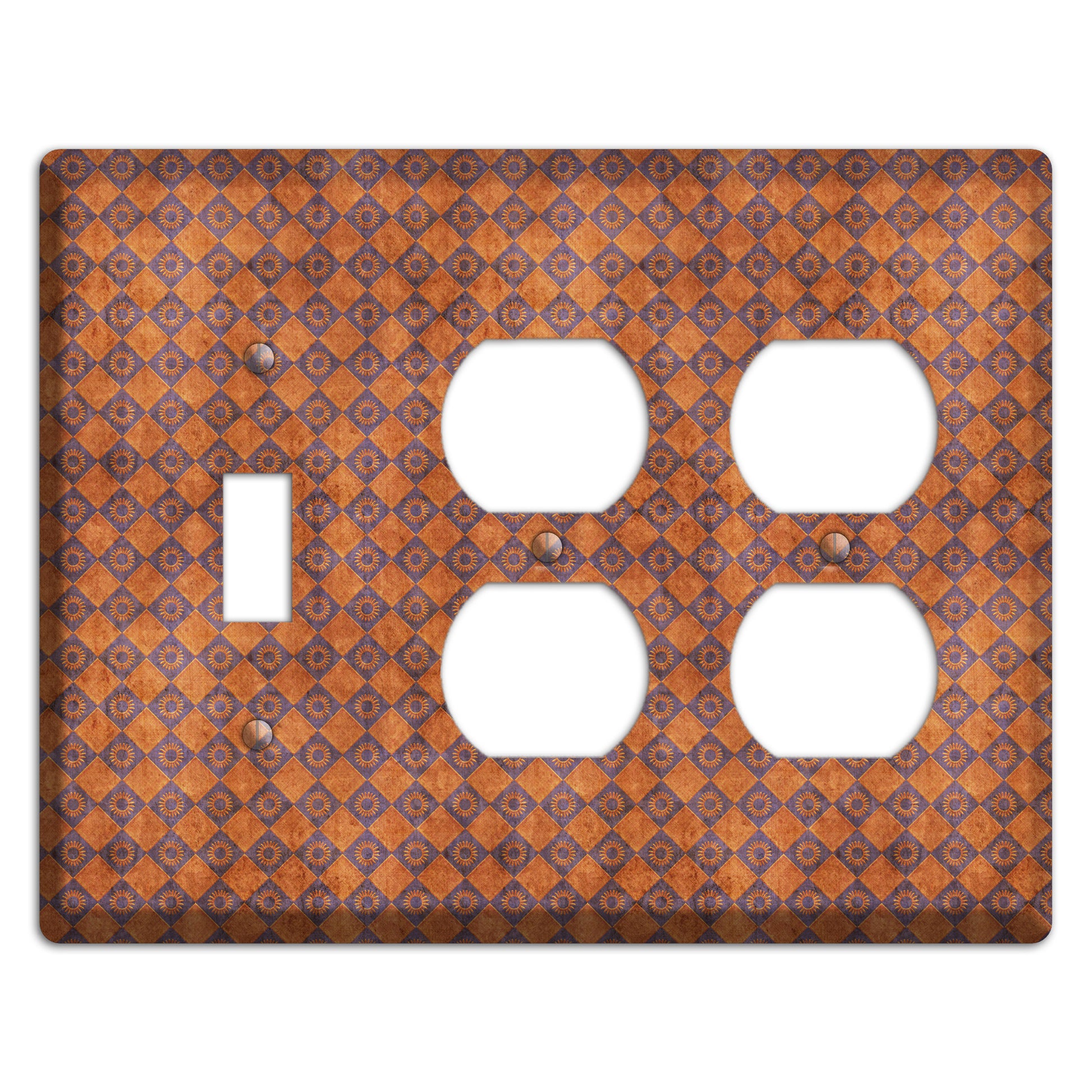 Red Diamond Circles 2 Toggle / 2 Duplex Wallplate