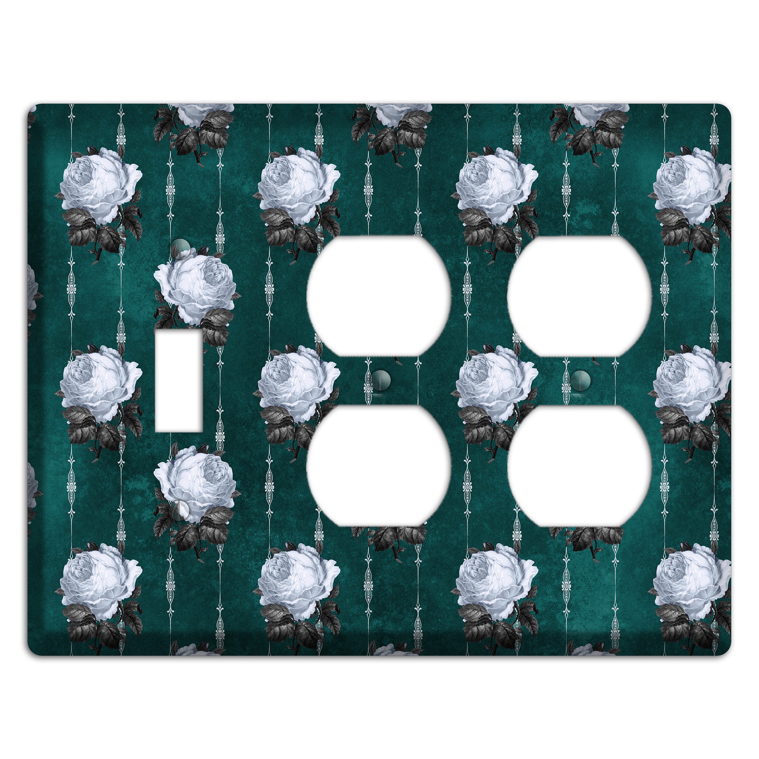 Dramatic Floral Teal Toggle / 2 Duplex Wallplate
