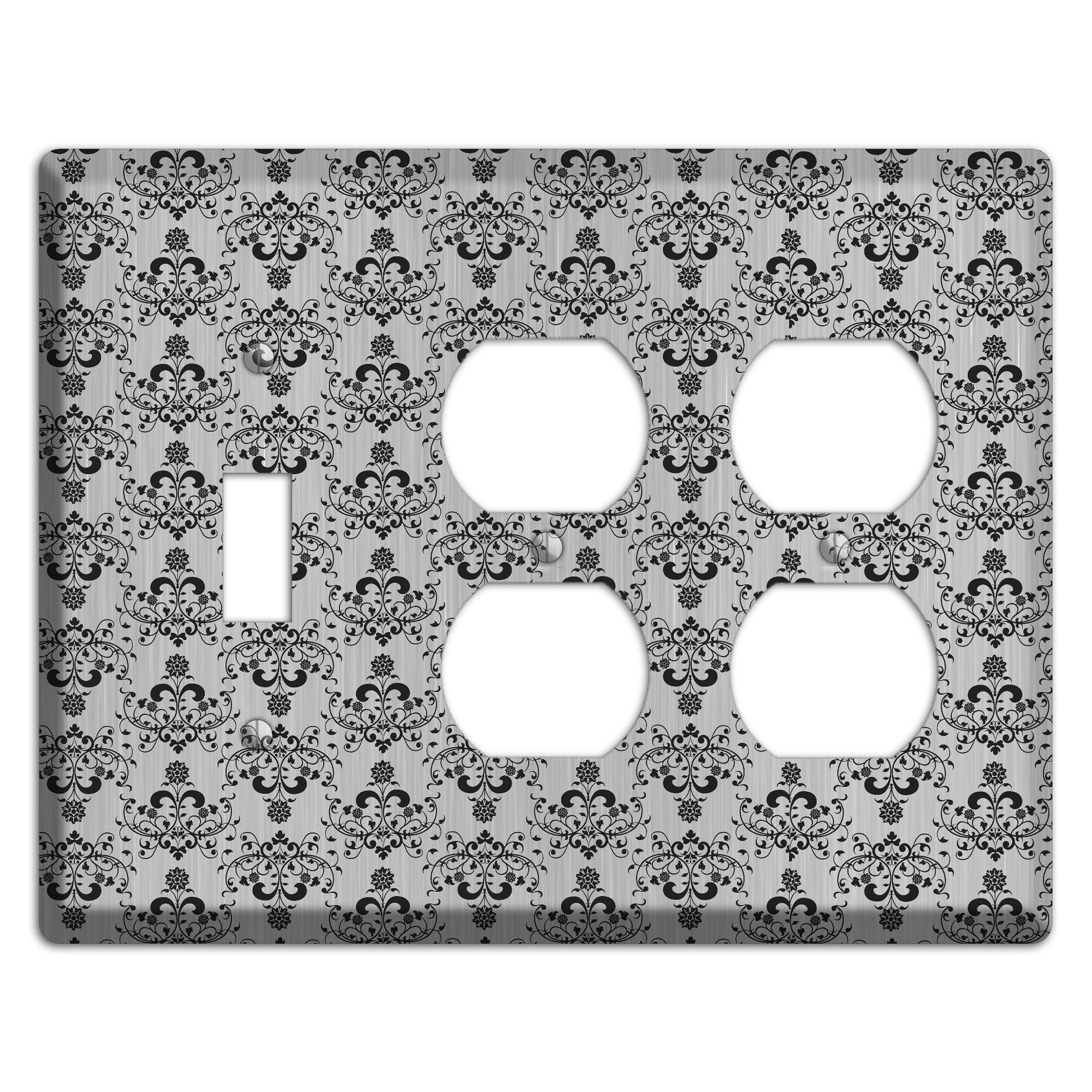 Black Cartouche Half Drop  Stainless Toggle / 2 Duplex Wallplate