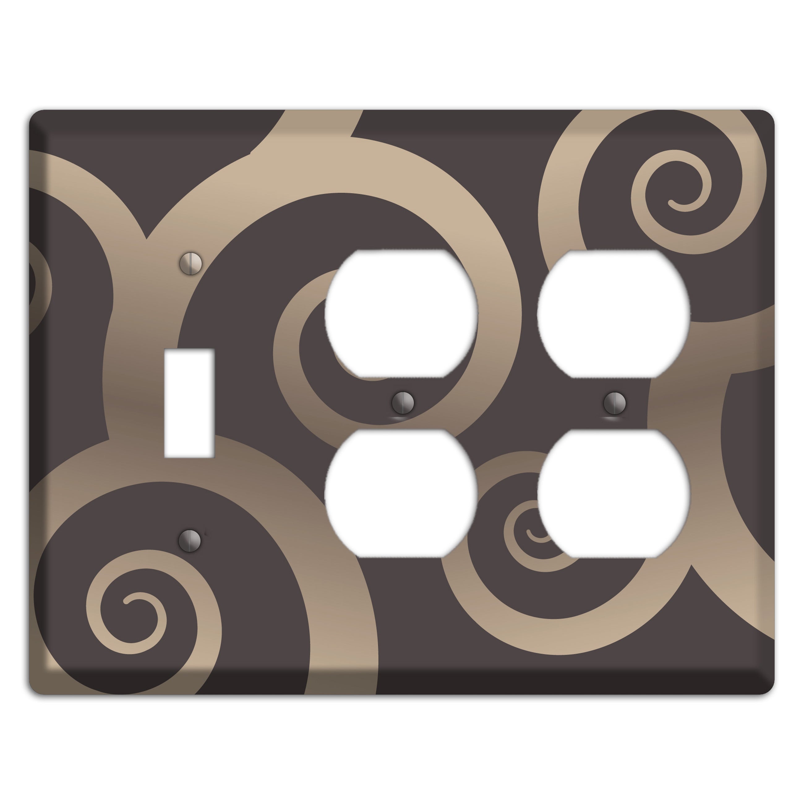 Brown with Beige Large Swirl Toggle / 2 Duplex Wallplate