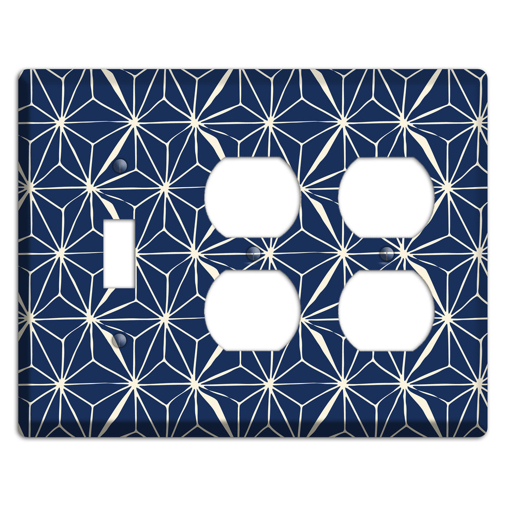 Navy Geometric Tile Toggle / 2 Duplex Wallplate