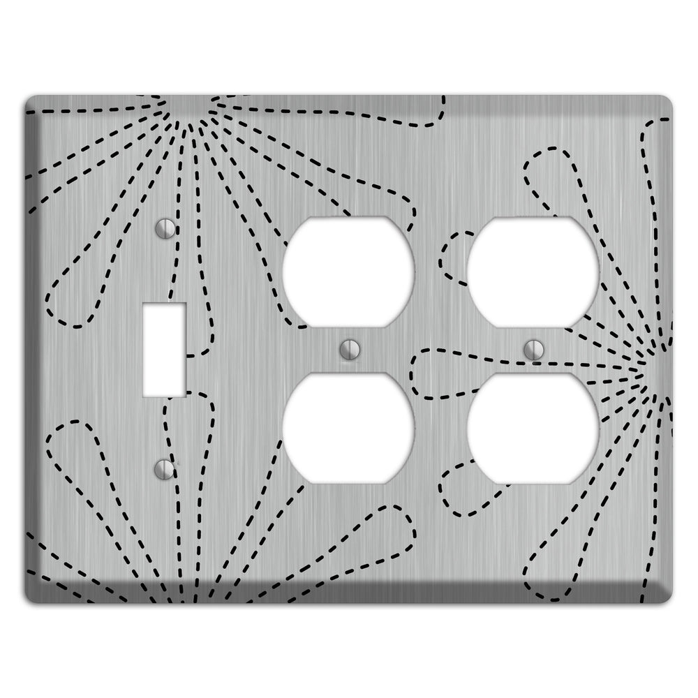 Retro Stipple Floral Stainless Steel Toggle / 2 Duplex Wallplate