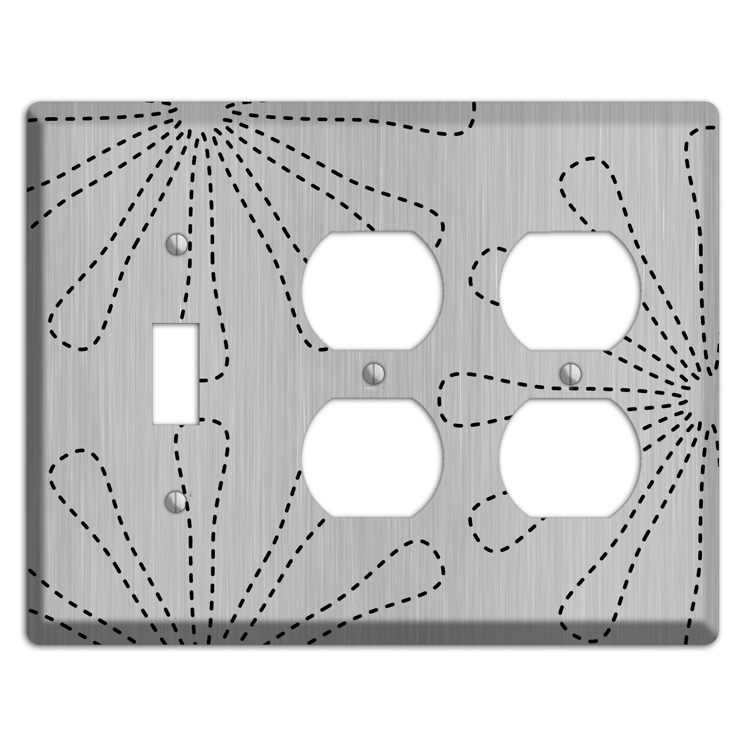 Retro Stipple Floral  Stainless Toggle / 2 Duplex Wallplate