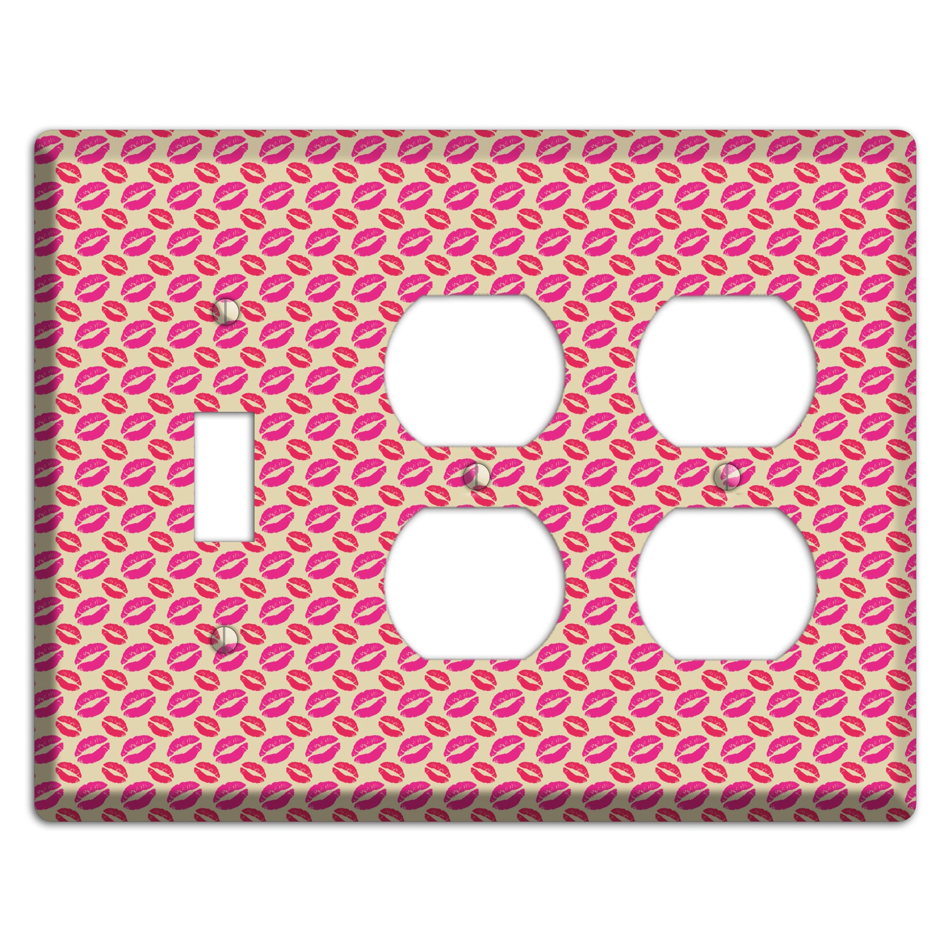 Pink and Red Kisses Toggle / 2 Duplex Wallplate