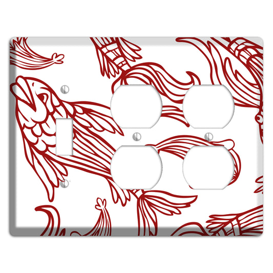 Red and White Koi Toggle / 2 Duplex Wallplate