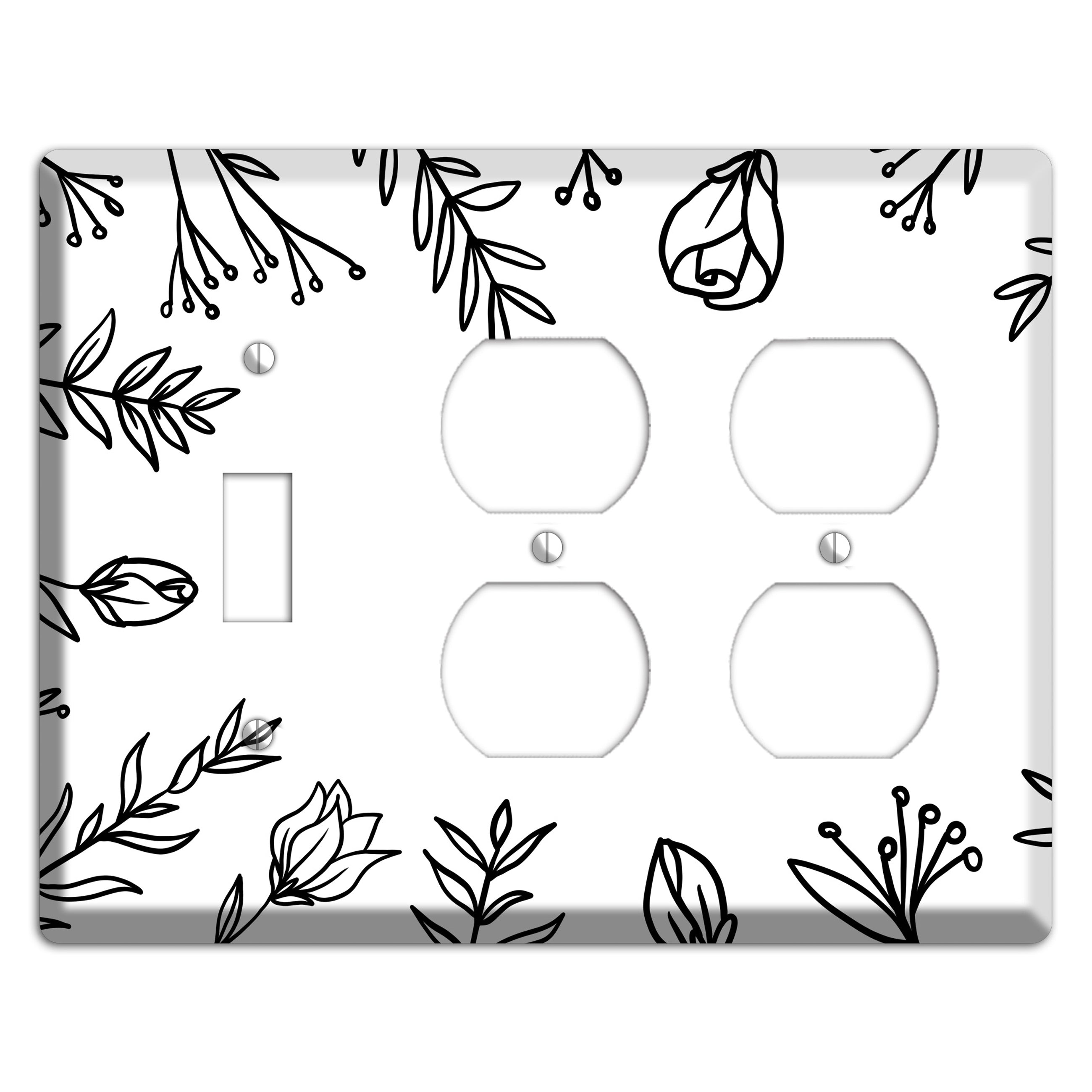 Hand-Drawn Floral 36 Toggle / 2 Duplex Wallplate