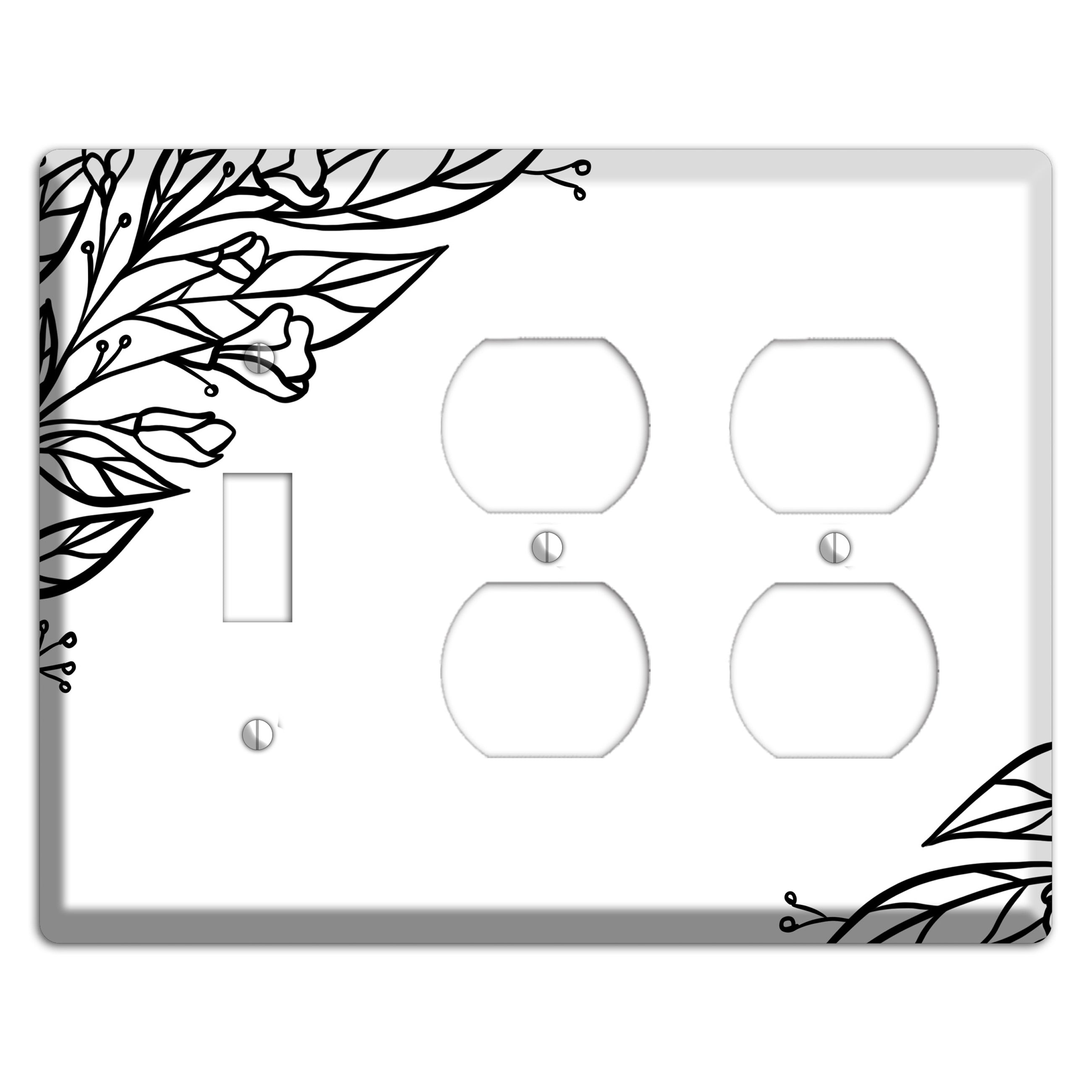 Hand-Drawn Floral 22 Toggle / 2 Duplex Wallplate