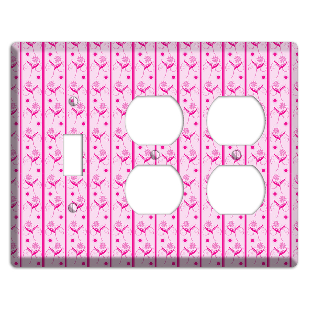 Pink Floral Pattern Toggle / 2 Duplex Wallplate