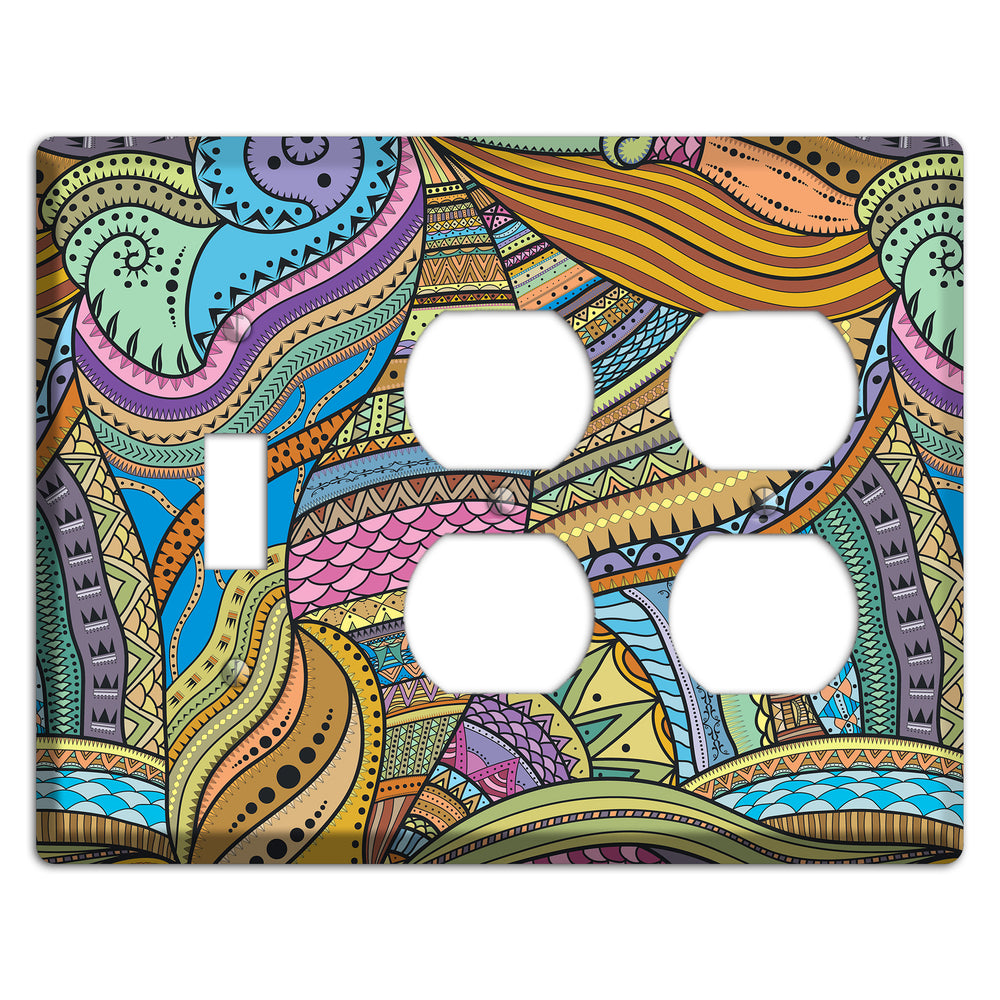 Retro Flourish 6 Toggle / 2 Duplex Wallplate