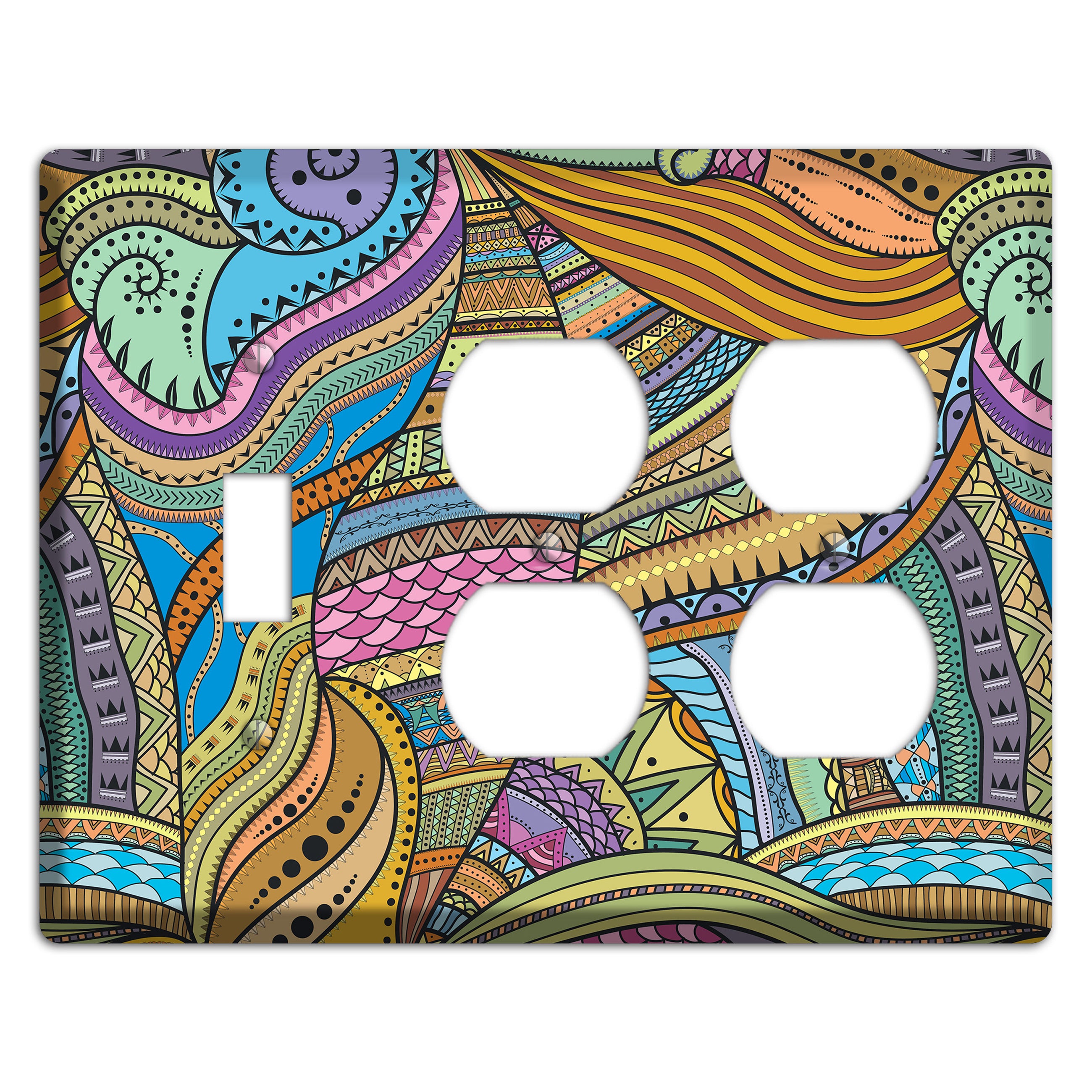 Retro Flourish 6 Toggle / 2 Duplex Wallplate