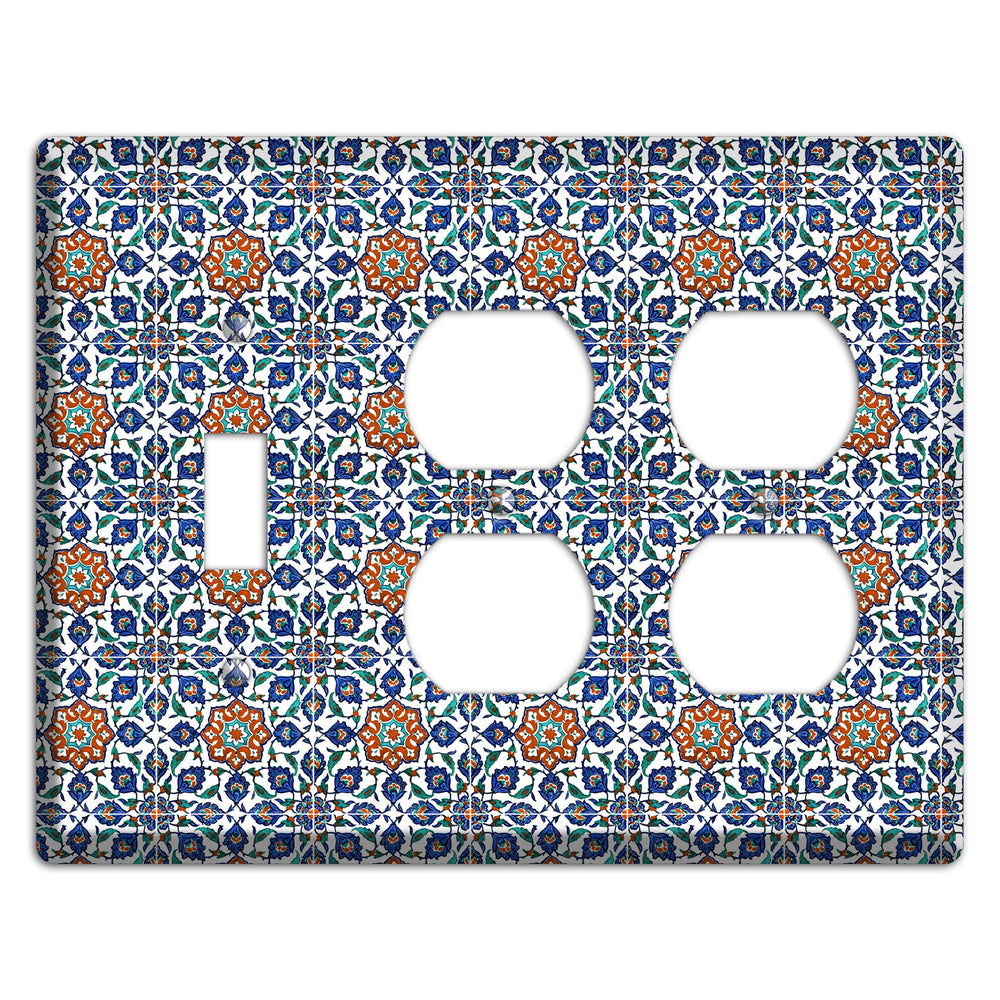 Ornate Floral Tile Toggle / 2 Duplex Wallplate