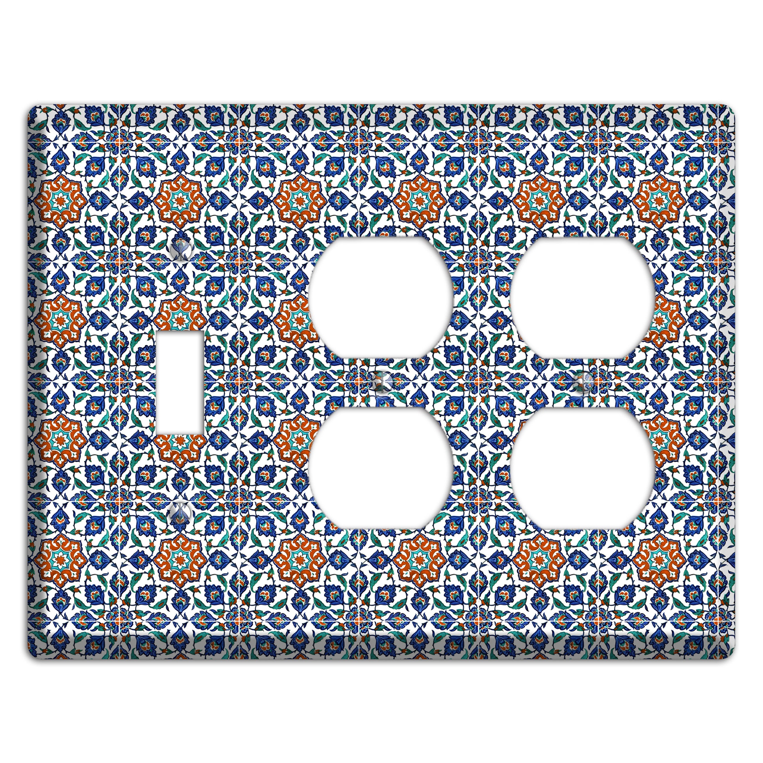 Ornate Floral Tile Toggle / 2 Duplex Wallplate