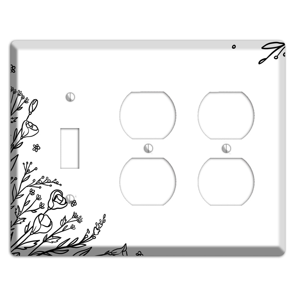Hand-Drawn Floral 35 Toggle / 2 Duplex Wallplate