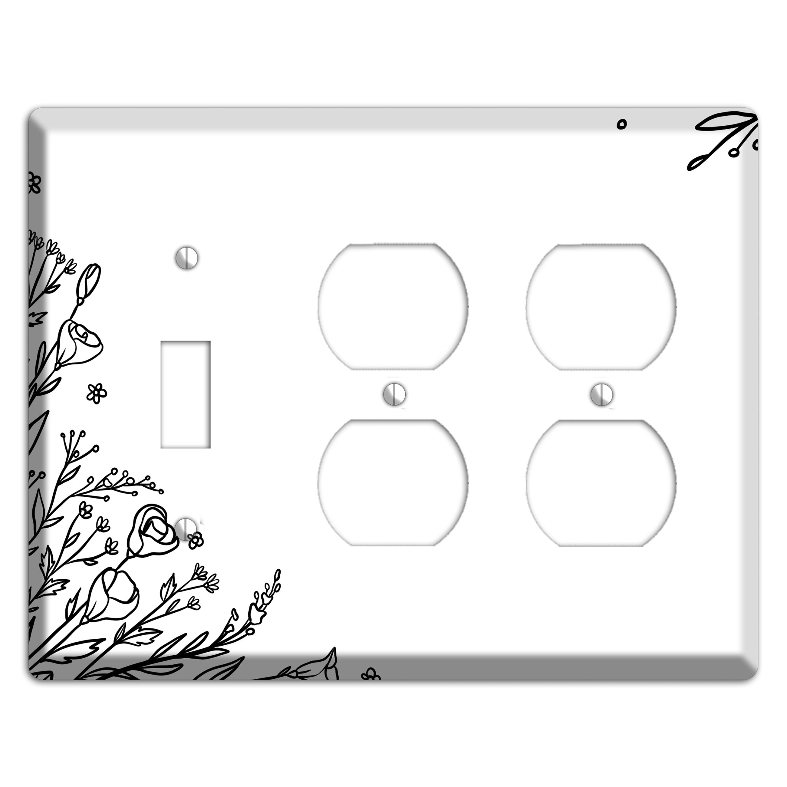 Hand-Drawn Floral 35 Toggle / 2 Duplex Wallplate