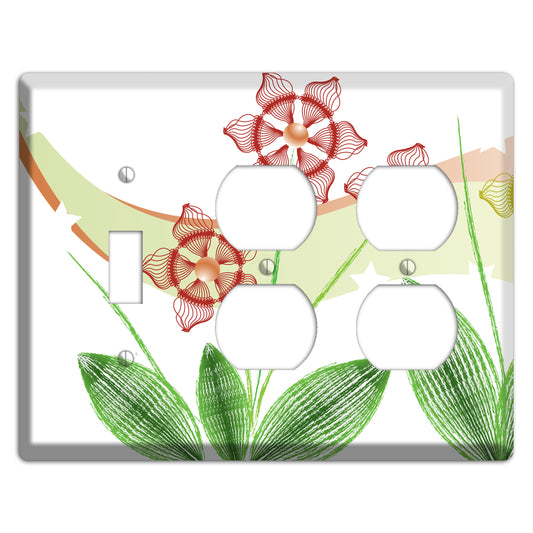 Green Abstract Flowers Toggle / 2 Duplex Wallplate