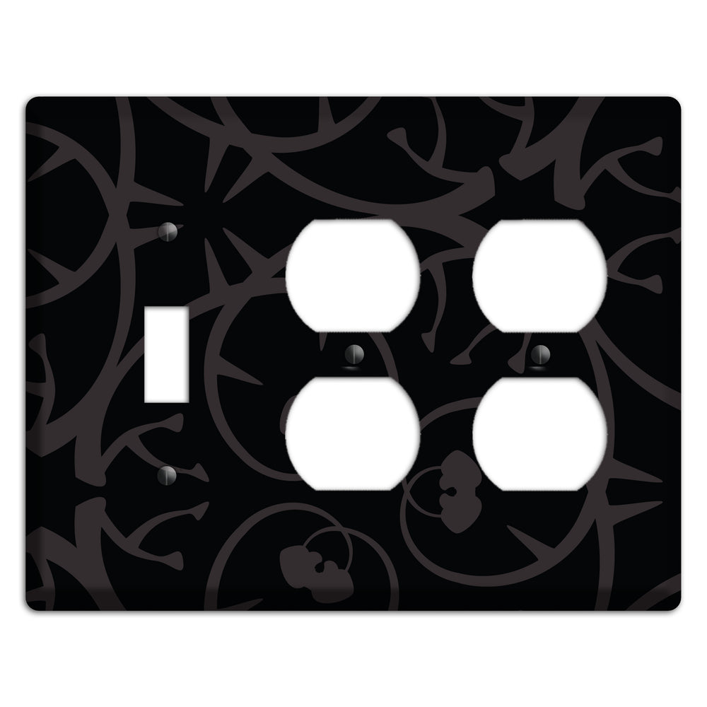 Black with Grey Abstract Swirl Toggle / 2 Duplex Wallplate