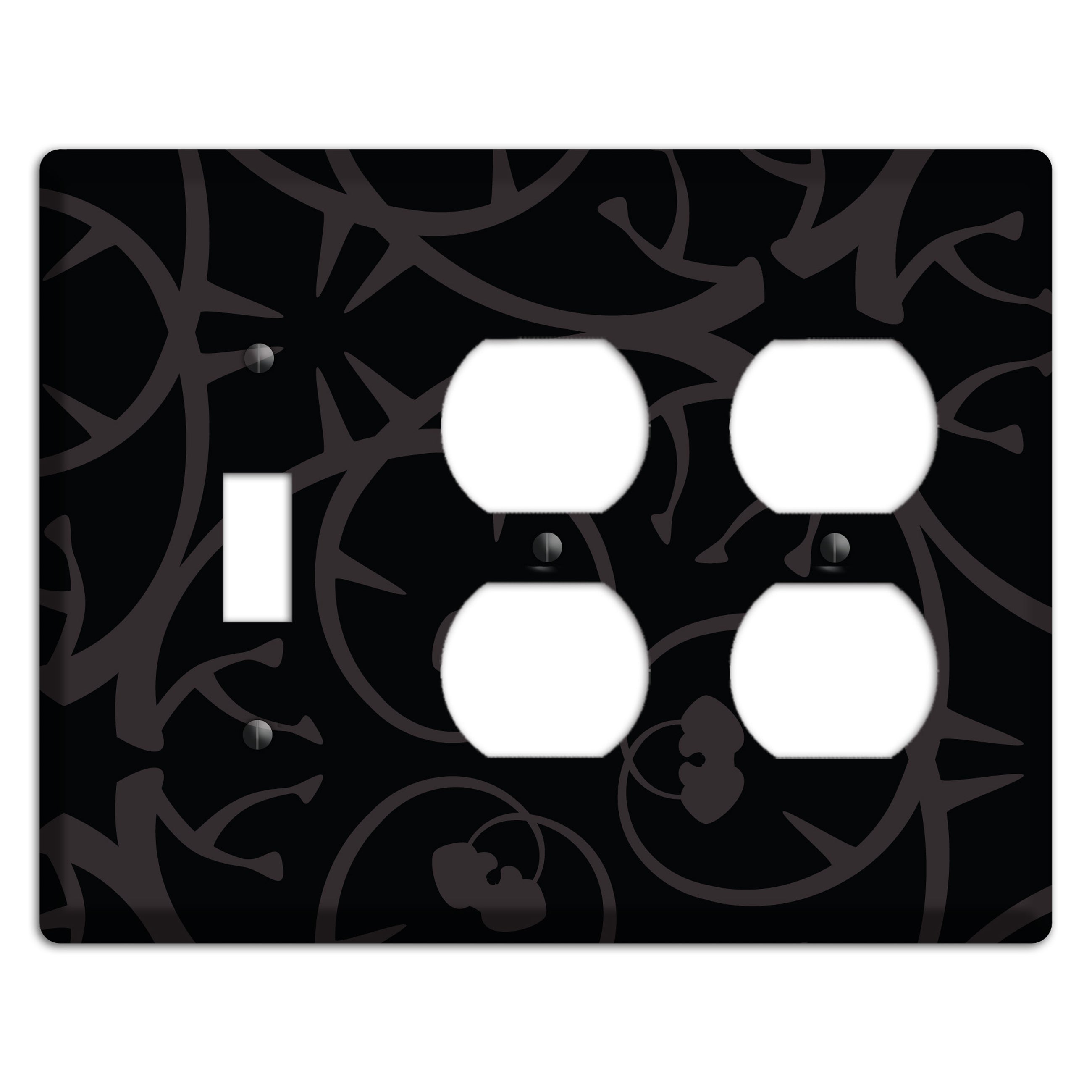 Black with Grey Abstract Swirl Toggle / 2 Duplex Wallplate