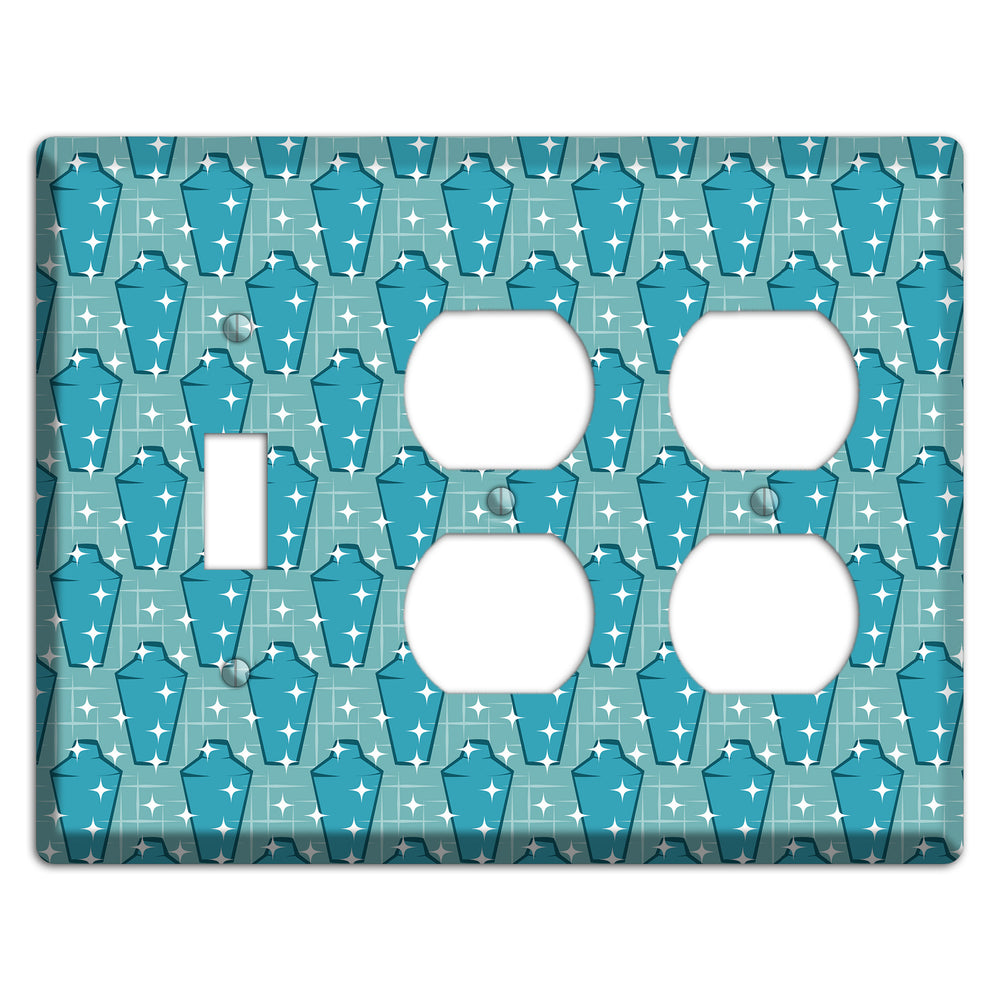 Retro Cocktail Shakers Toggle / 2 Duplex Wallplate