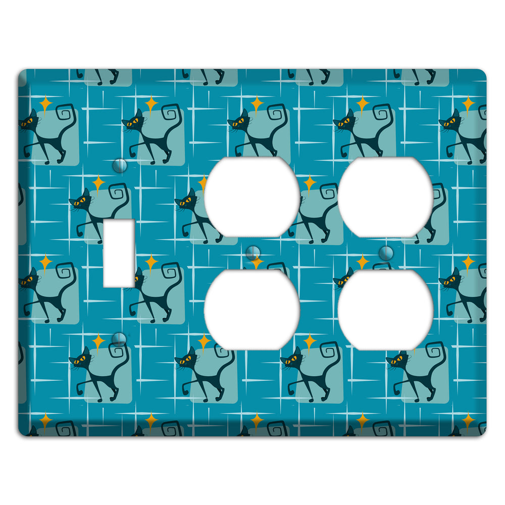 Teal Kitties Toggle / 2 Duplex Wallplate