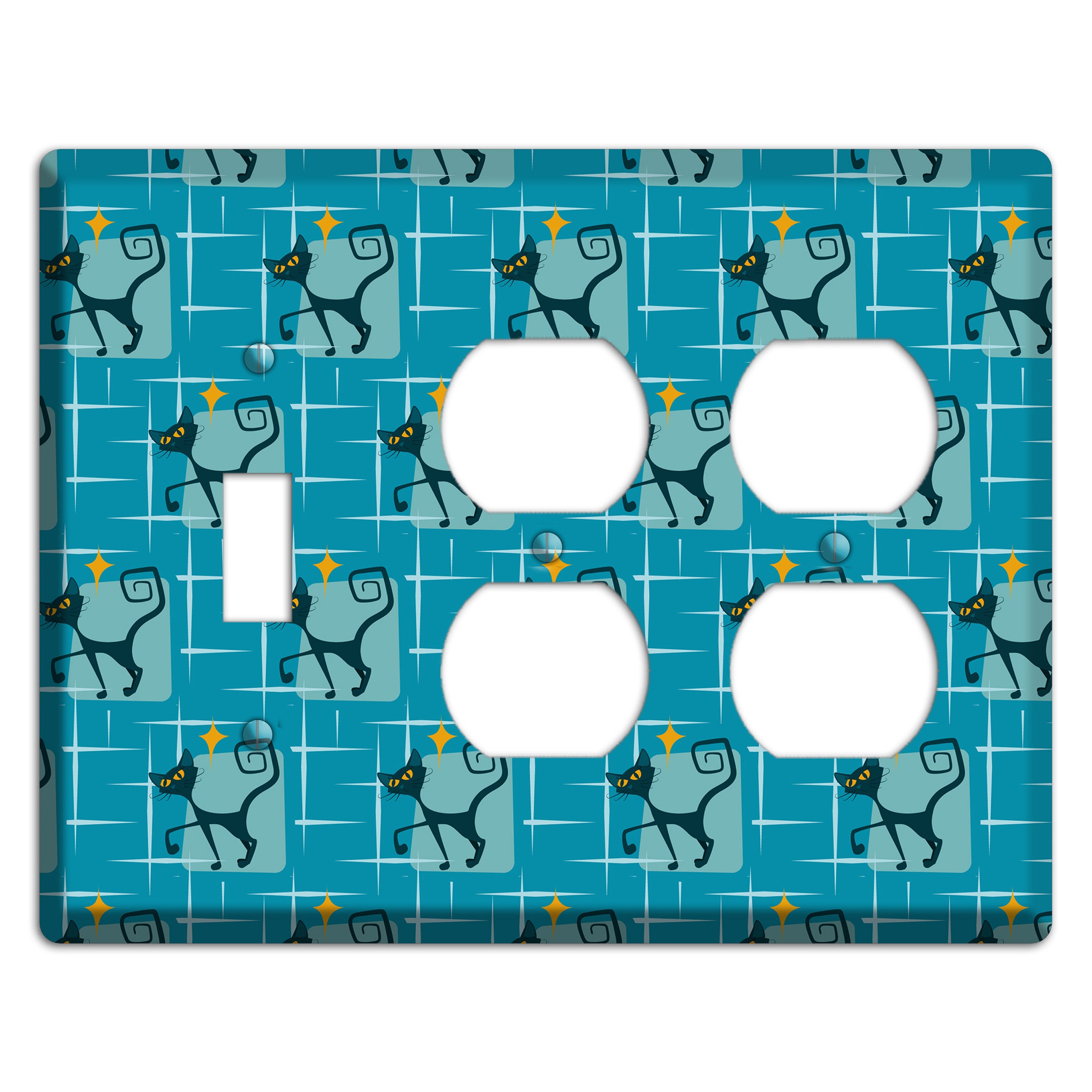 Teal Kitties Toggle / 2 Duplex Wallplate