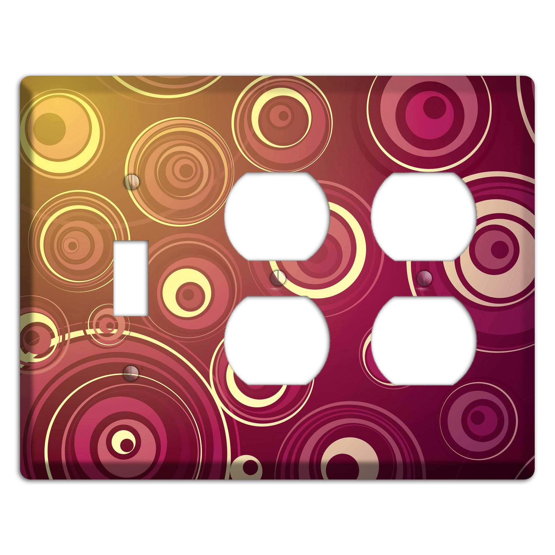 Maroon and Yellow Circles Toggle / 2 Duplex Wallplate