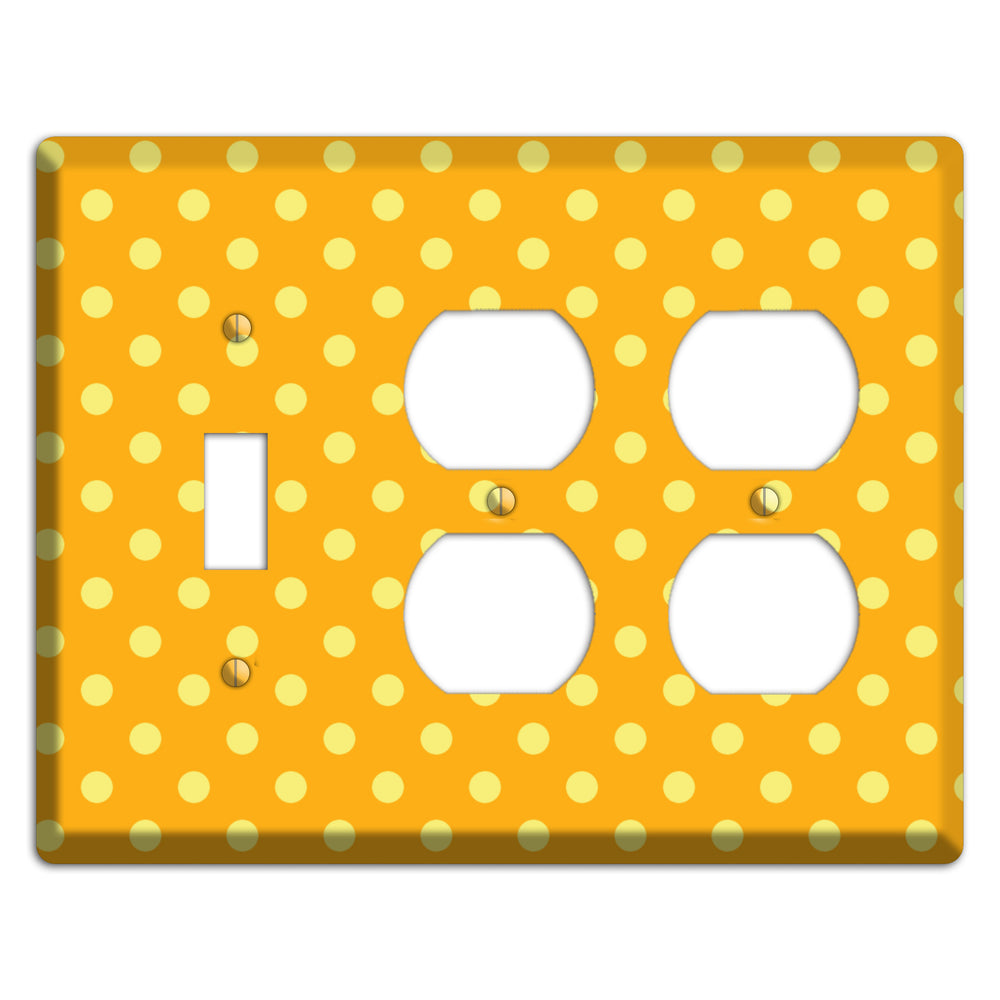 Orange and Yellow Polka Dot Toggle / 2 Duplex Wallplate