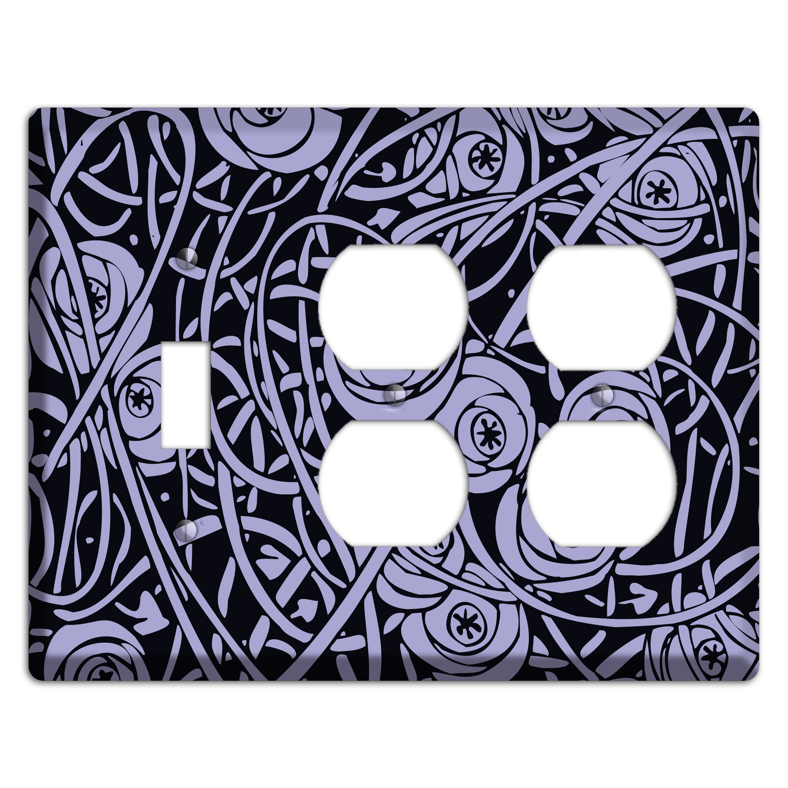 Lilac Deco Floral Toggle / 2 Duplex Wallplate