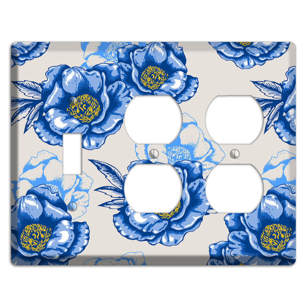 Blue Peony Toggle / 2 Duplex Wallplate