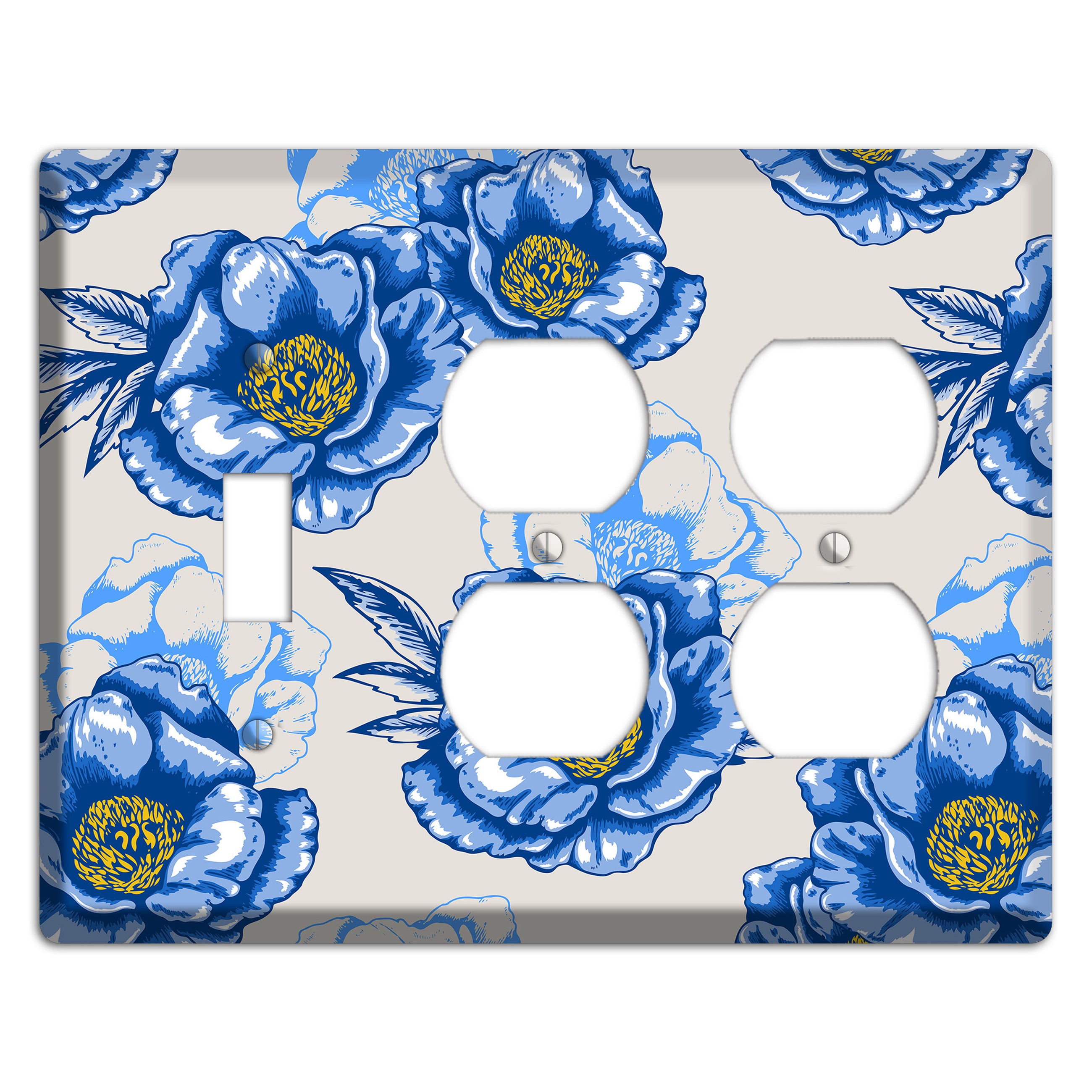 Blue Peony Toggle / 2 Duplex Wallplate