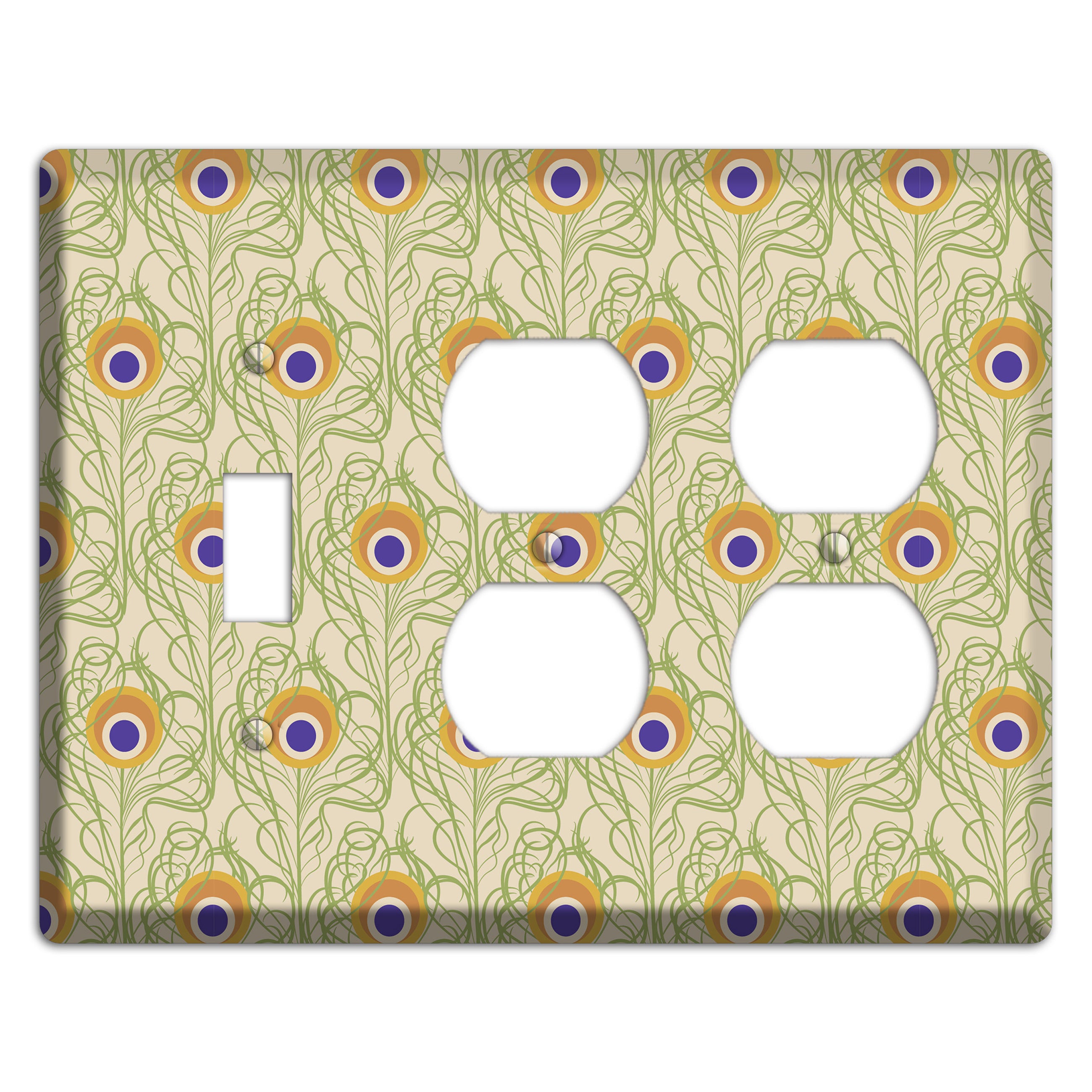 Nouveau Peacock Toggle / 2 Duplex Wallplate