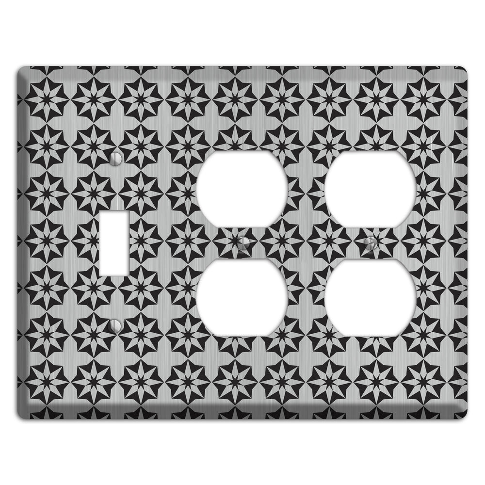 Stainless Steel with Black Foulard Toggle / 2 Duplex Wallplate