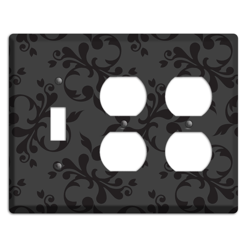 Grey Victorian Toile Toggle / 2 Duplex Wallplate