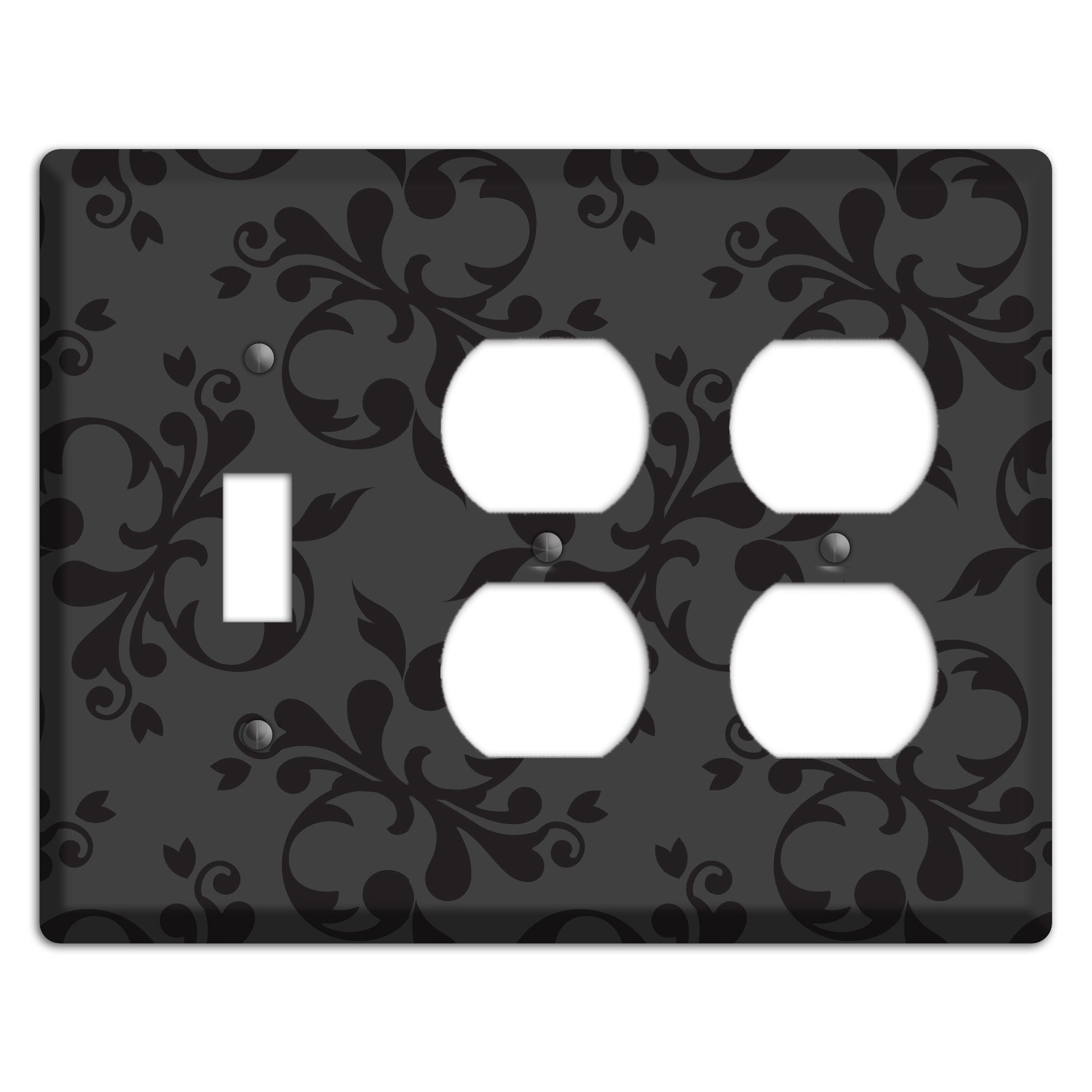 Grey Victorian Toile Toggle / 2 Duplex Wallplate