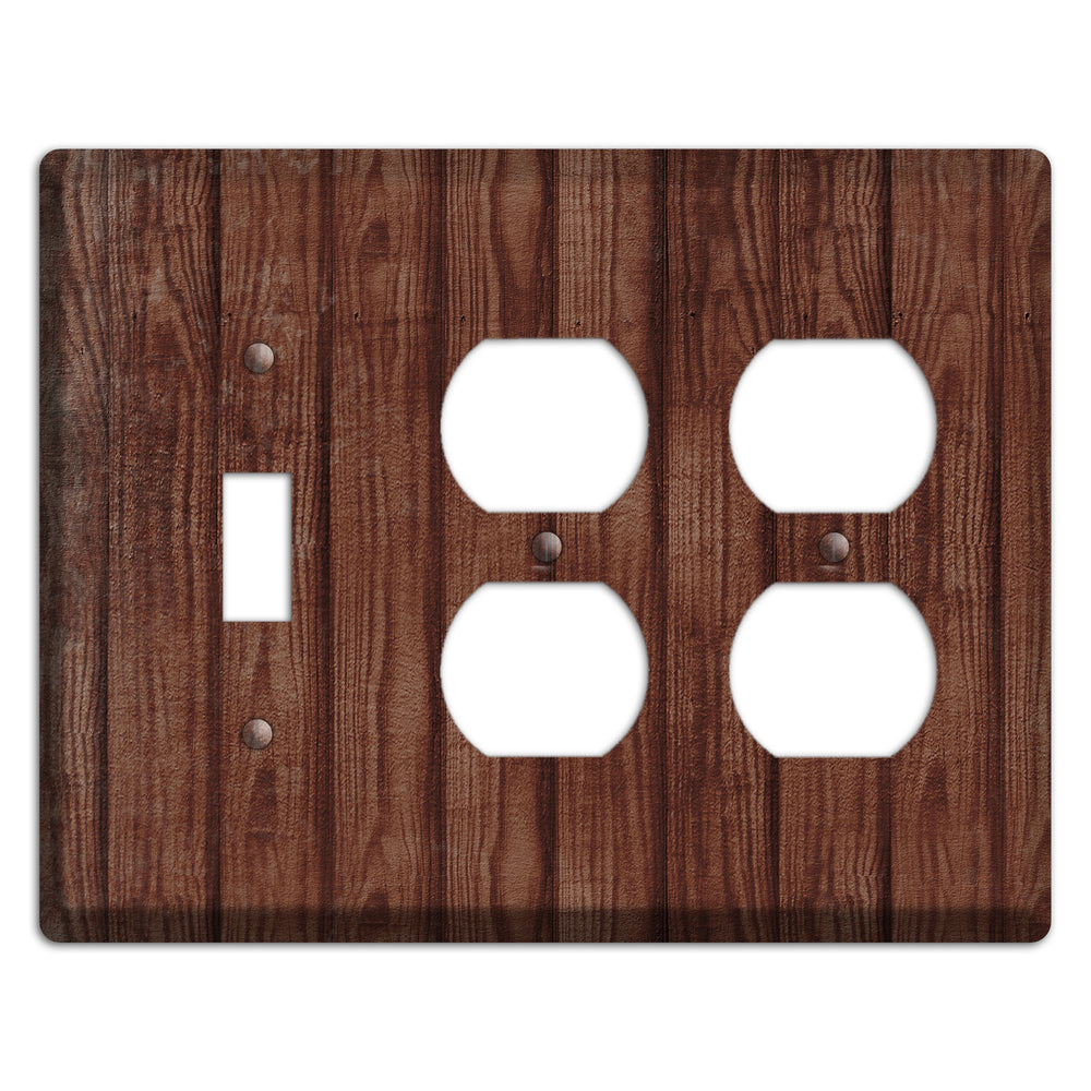 Saddle Weathered Wood Toggle / 2 Duplex Wallplate