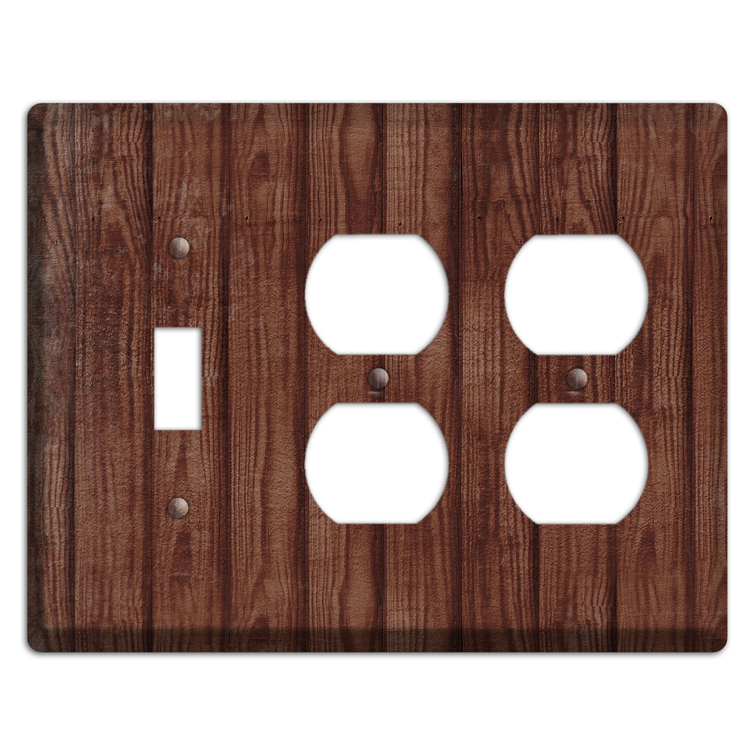 Saddle Weathered Wood Toggle / 2 Duplex Wallplate