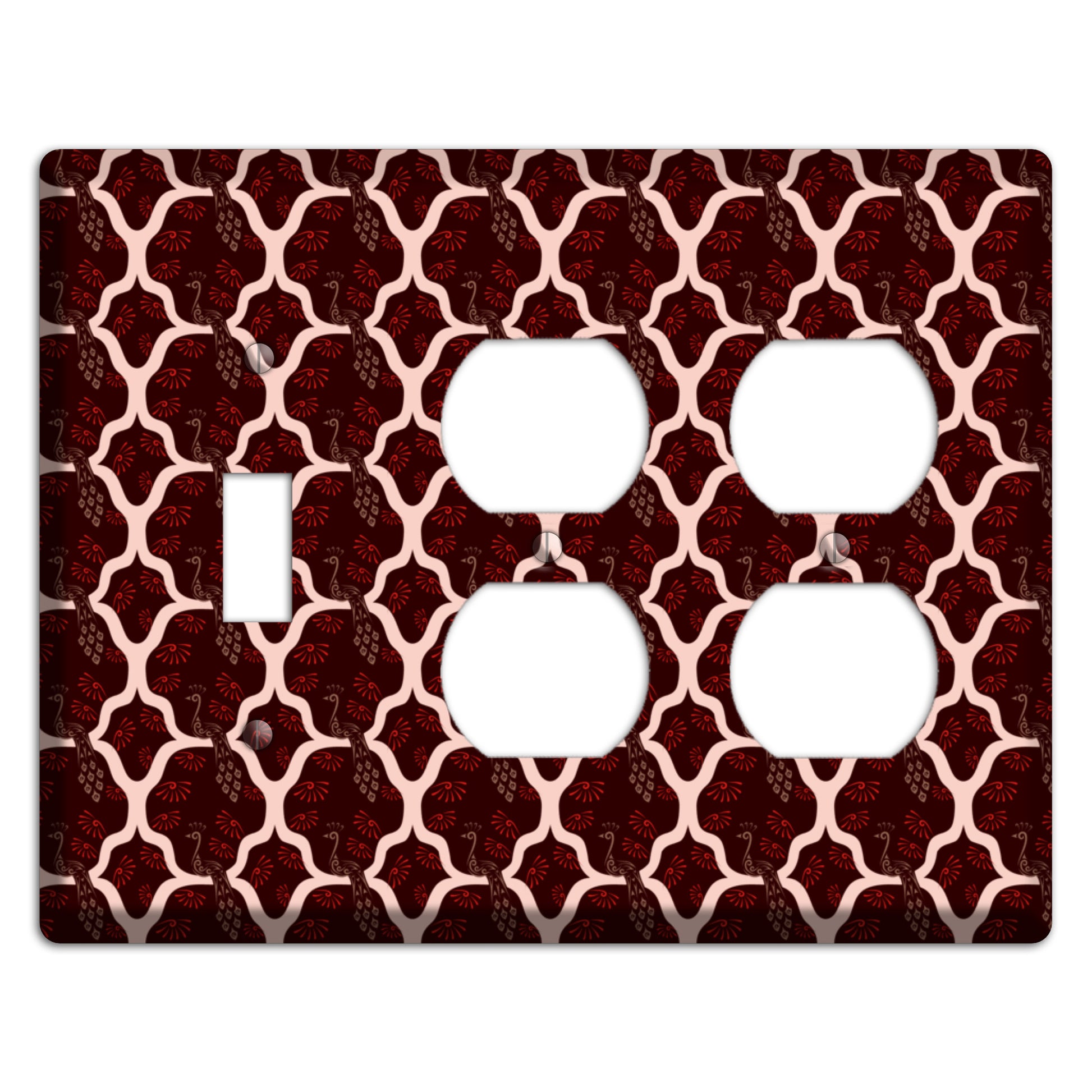 Dark Quatrefoil Peacock Toggle / 2 Duplex Wallplate