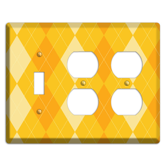 Yellow Argyle Toggle / 2 Duplex Wallplate