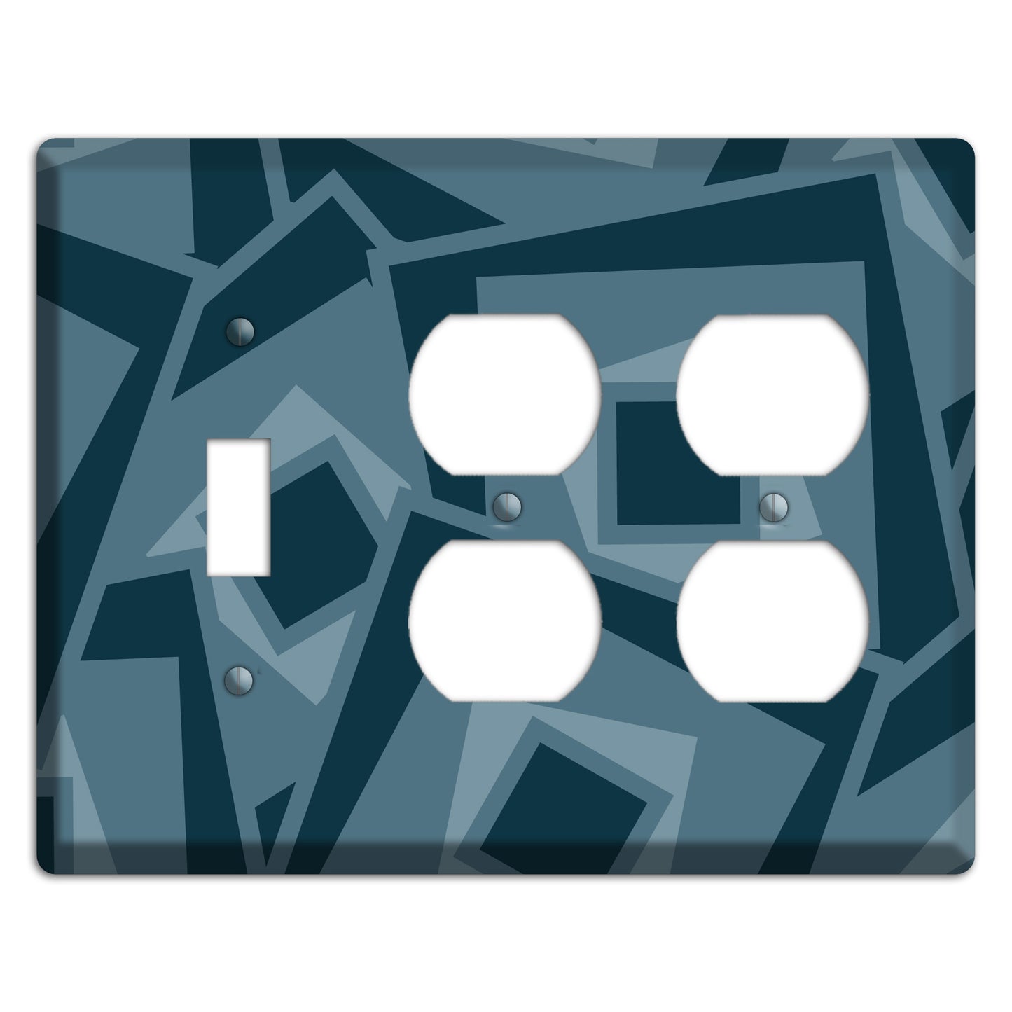 Blue-grey Retro Cubist Toggle / 2 Duplex Wallplate