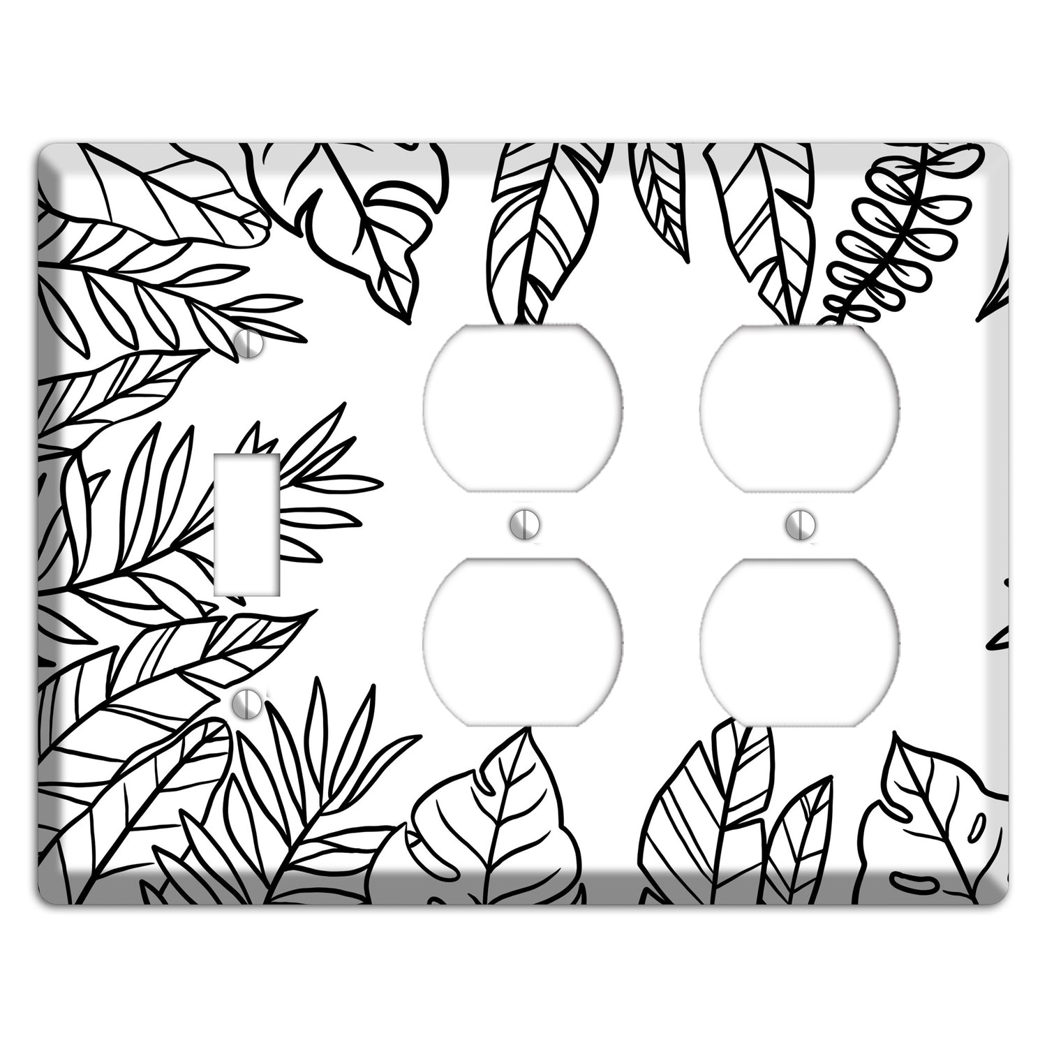 Hand-Drawn Leaves 5 Toggle / 2 Duplex Wallplate