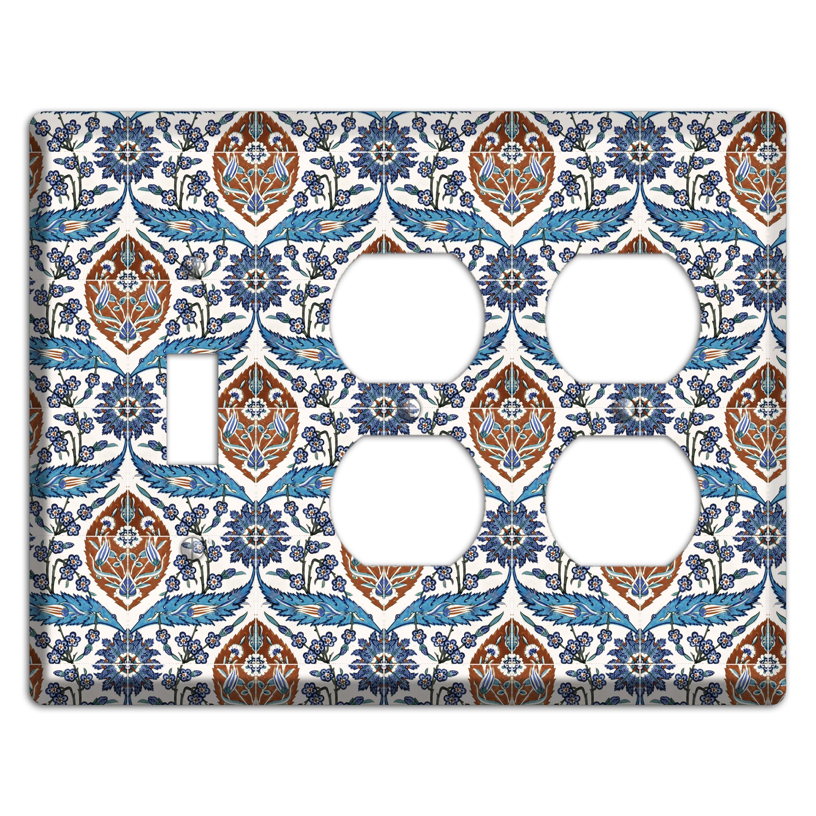 Ornate Feather Tile Toggle / 2 Duplex Wallplate
