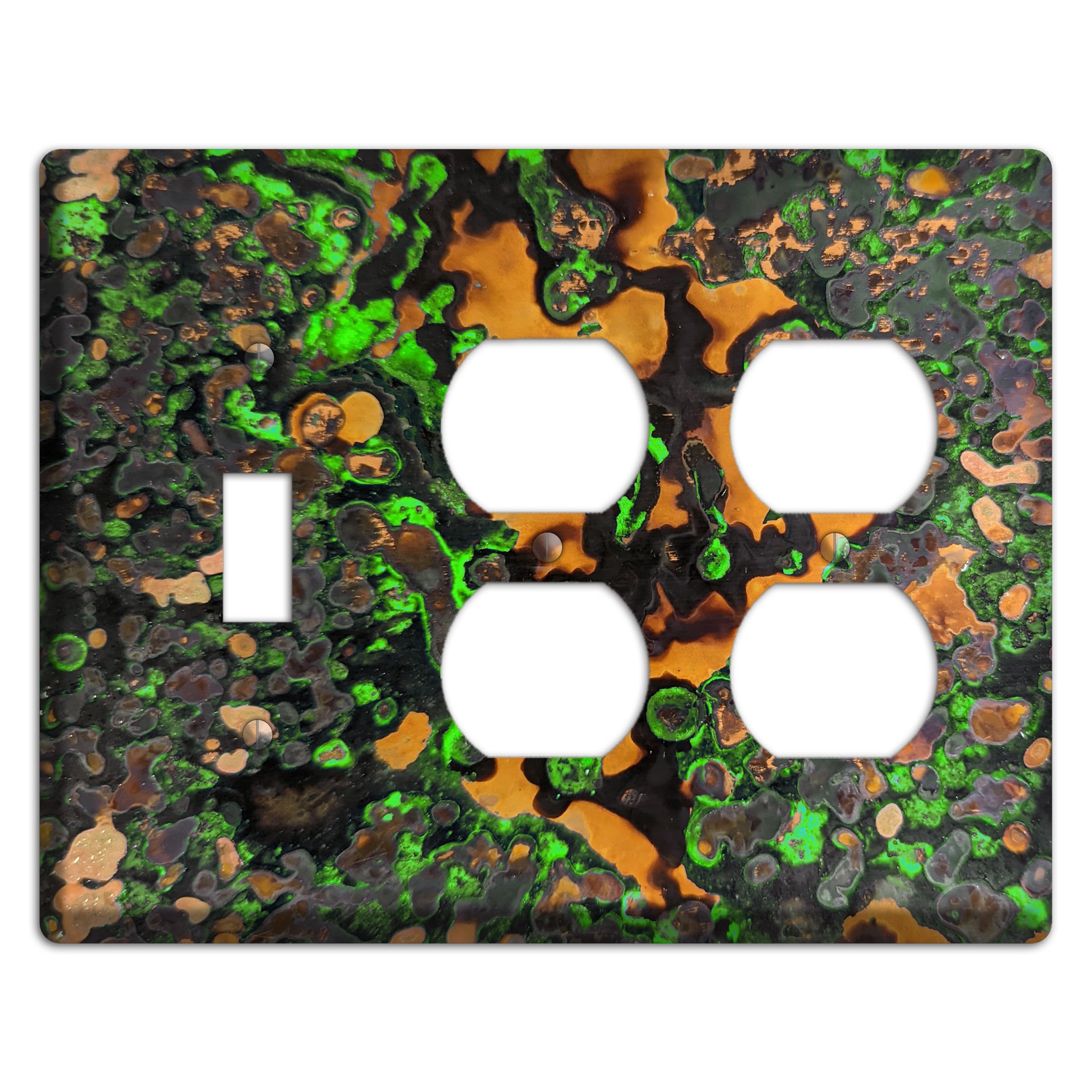 Copper Verdigris Toggle / 2 Duplex Outlet Switchplate
