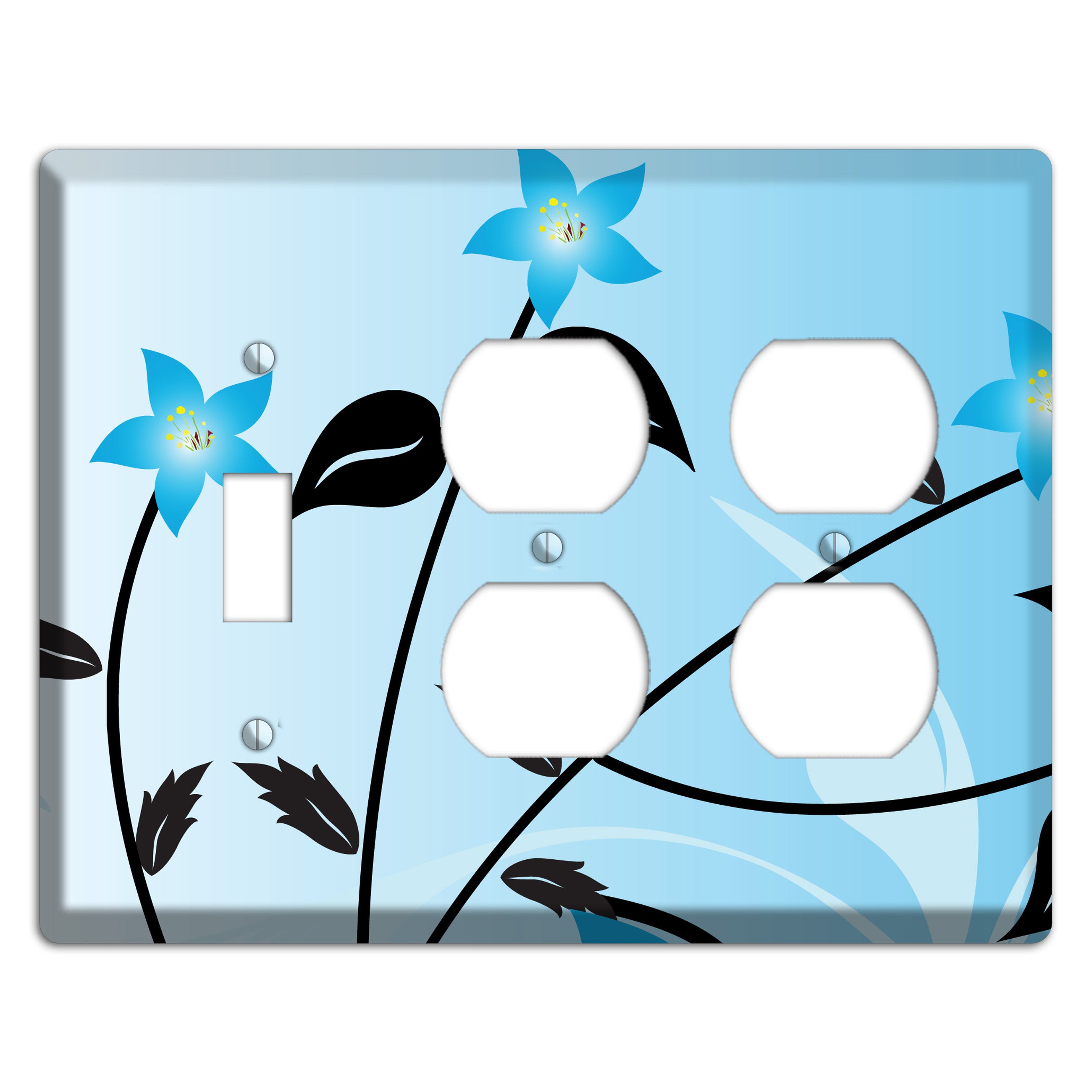 Blue Double Sprig Toggle / 2 Duplex Wallplate