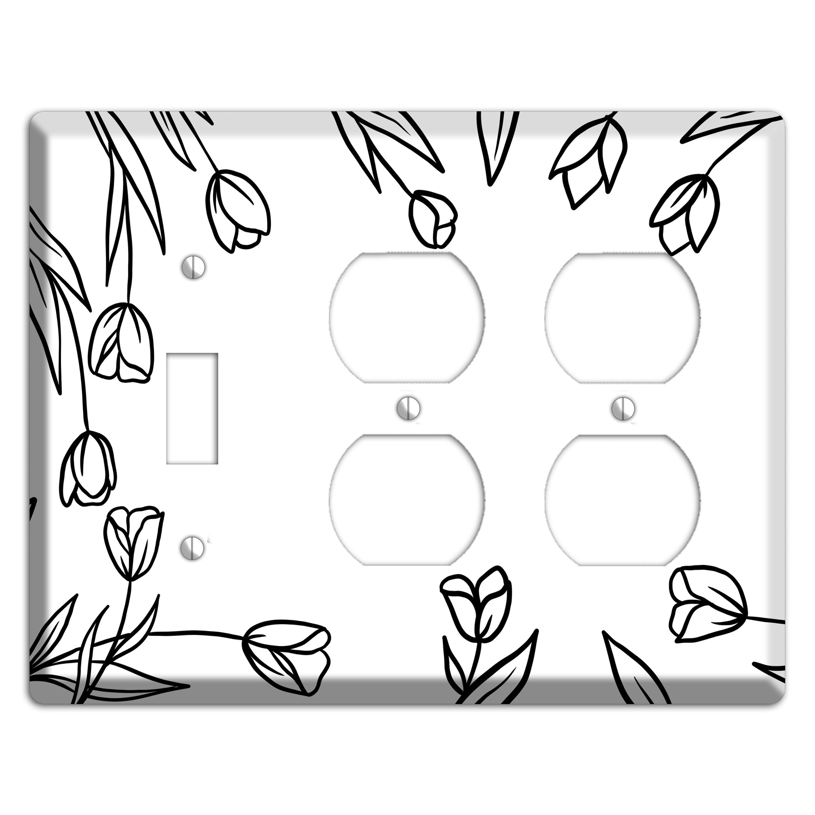 Hand-Drawn Floral 31 Toggle / 2 Duplex Wallplate