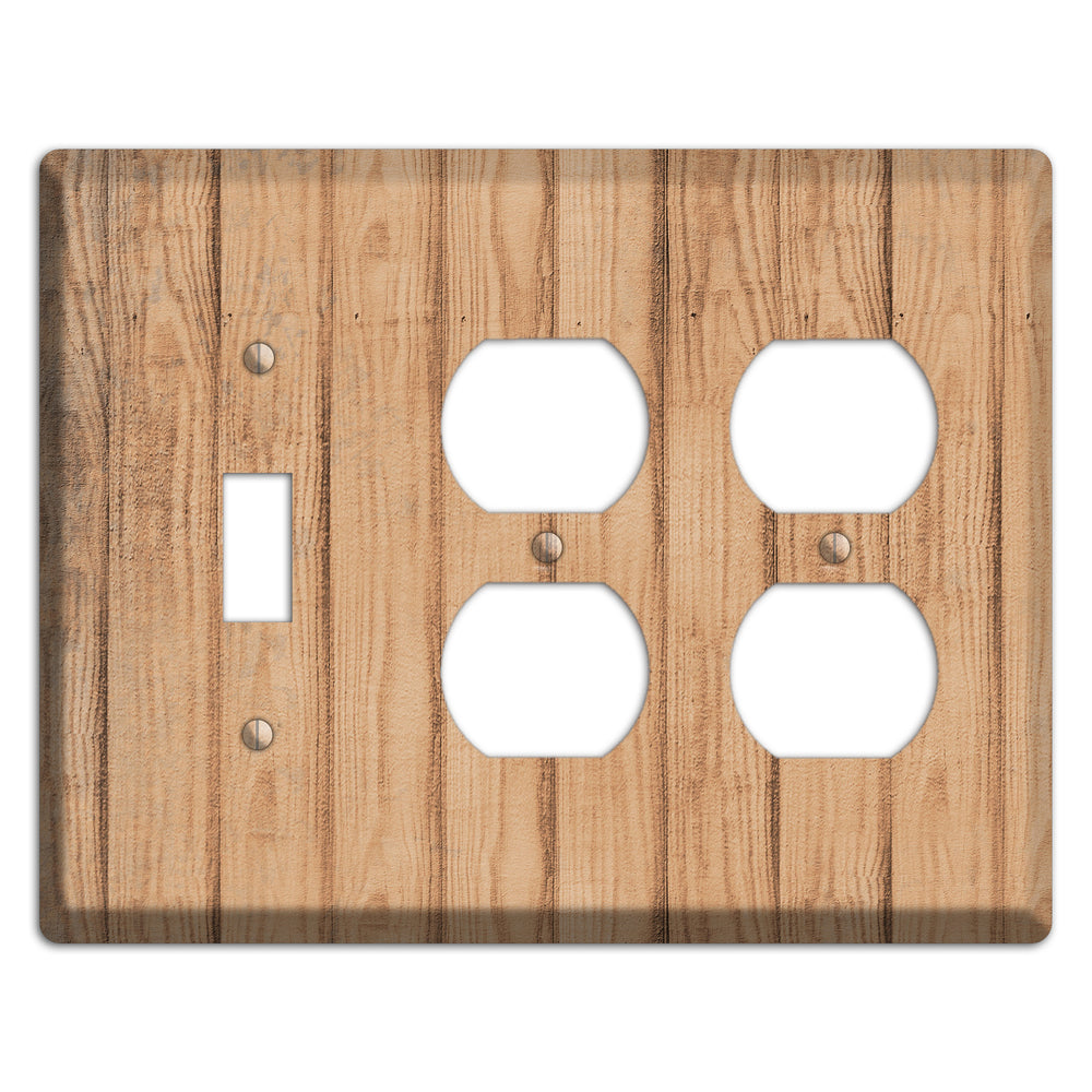 Tan Weathered Wood Toggle / 2 Duplex Wallplate