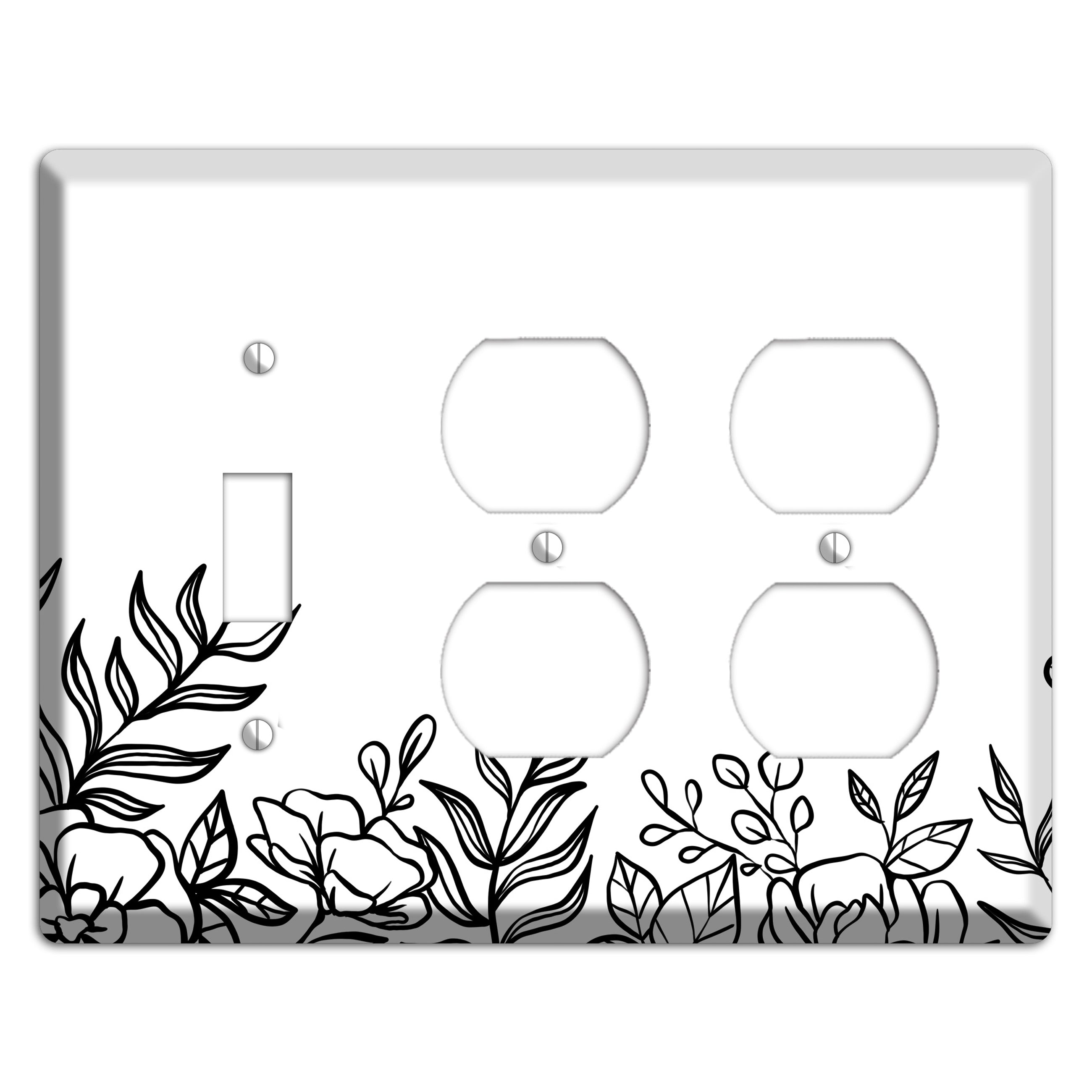 Hand-Drawn Floral 16 Toggle / 2 Duplex Wallplate