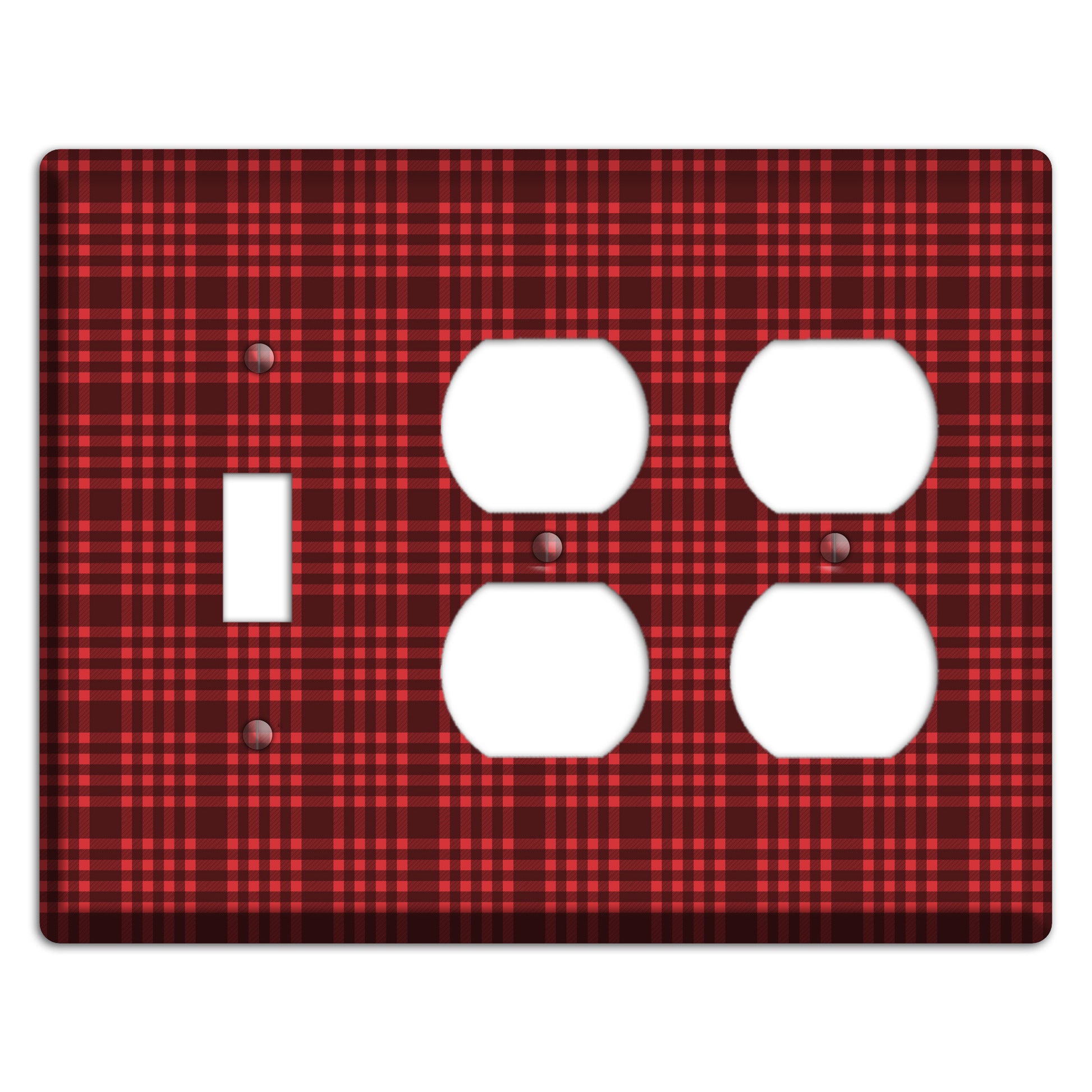 Maroon Plaid Toggle / 2 Duplex Wallplate