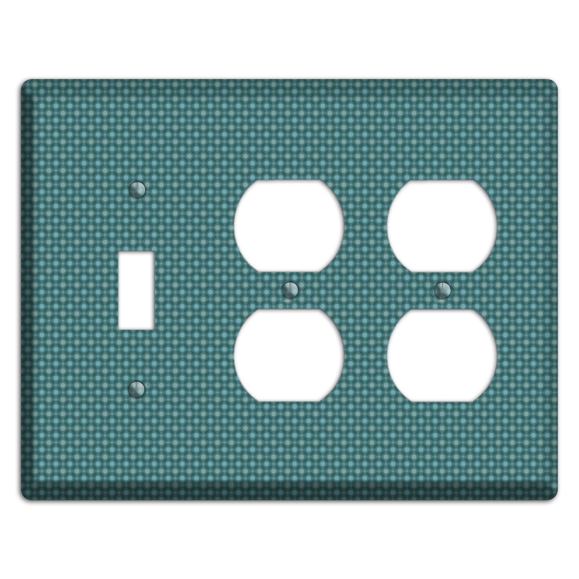 Multi Turquoise Checkered Concentric Circles Toggle / 2 Duplex Wallplate