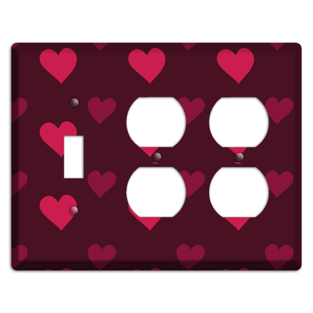 Tiled Large Hearts Toggle / 2 Duplex Wallplate